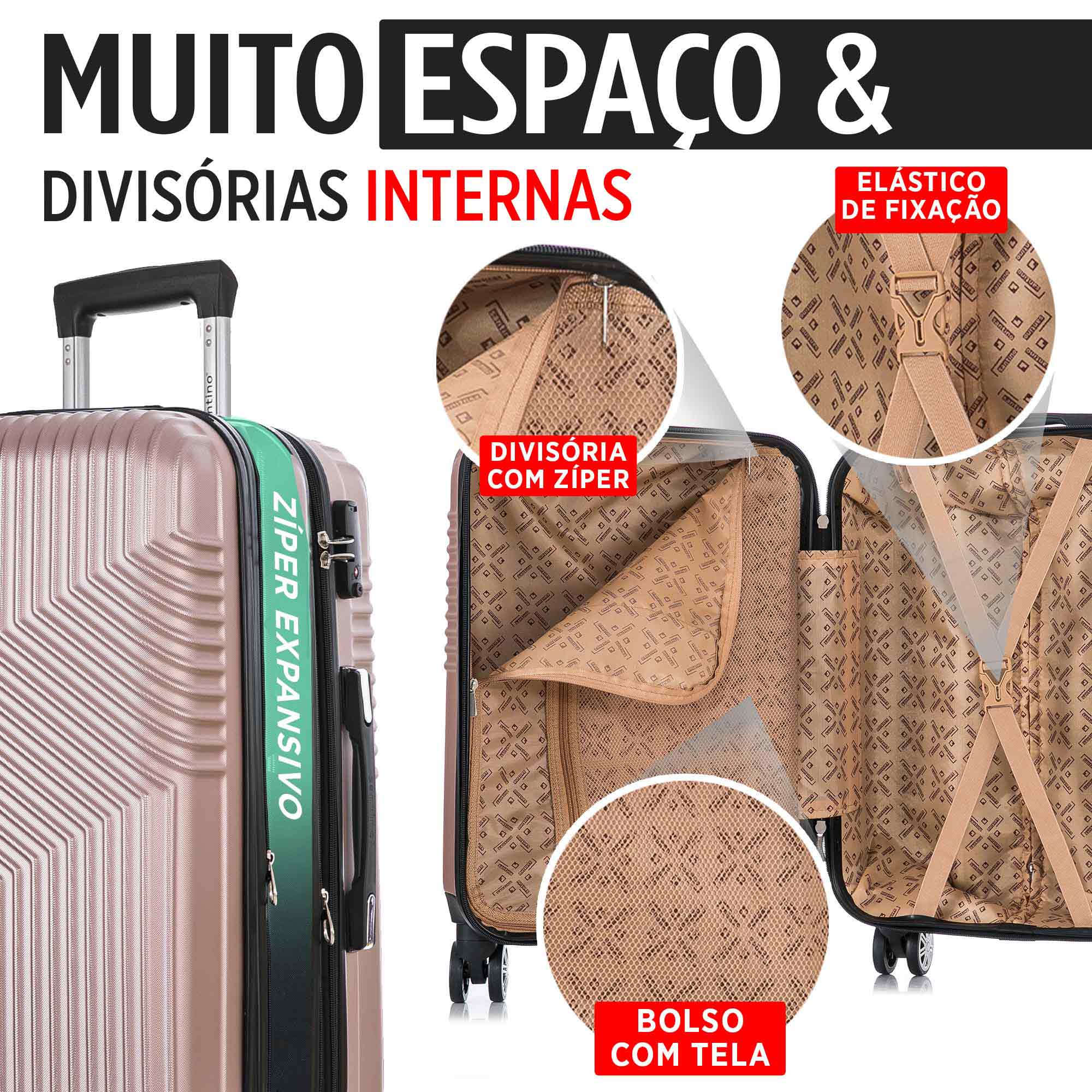 Santino Geometric 3-Piece Rigid 360° Luggage Set - SAV7003J