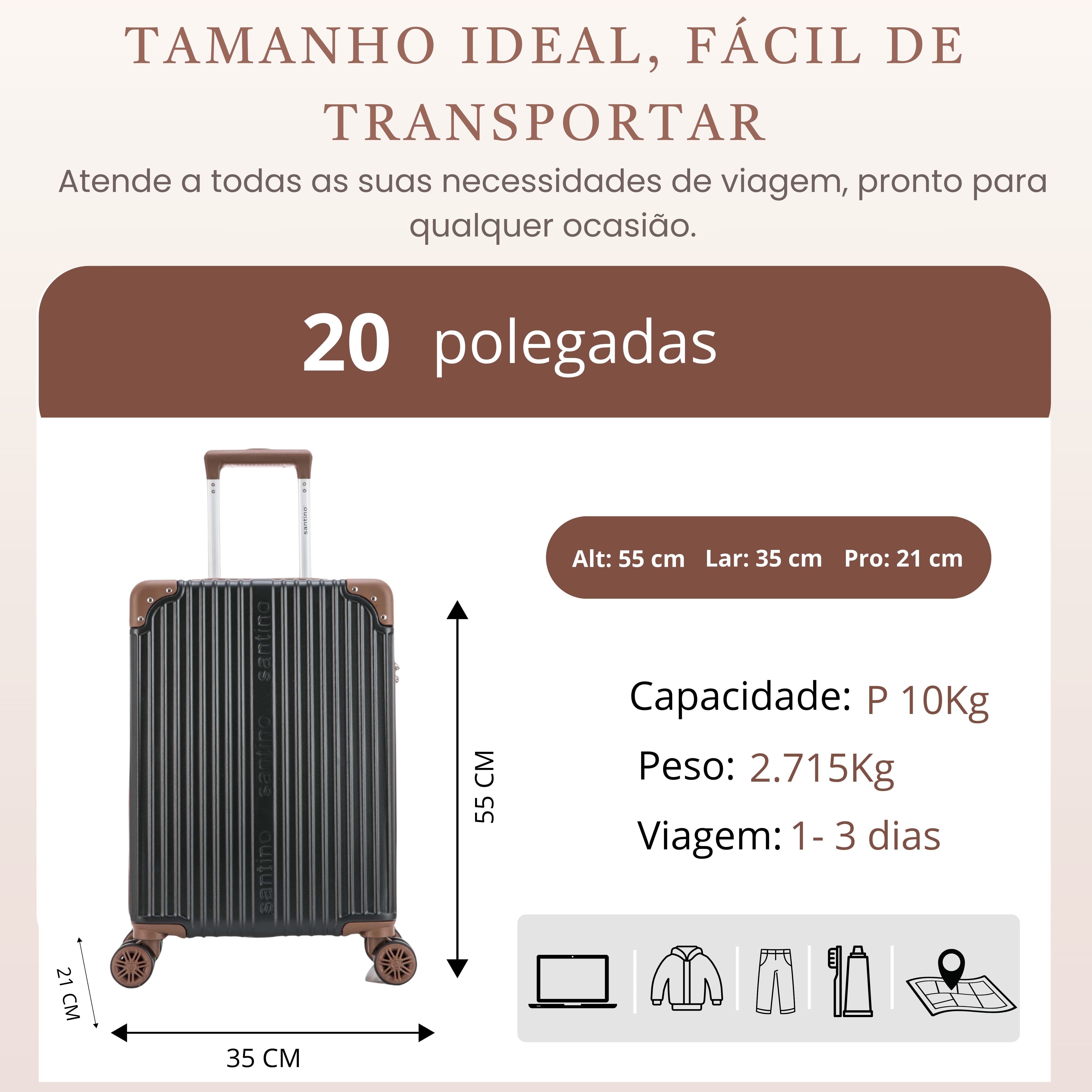 Palazzio 4-Wheel 360º Carry-On Suitcase Santino APLV191P