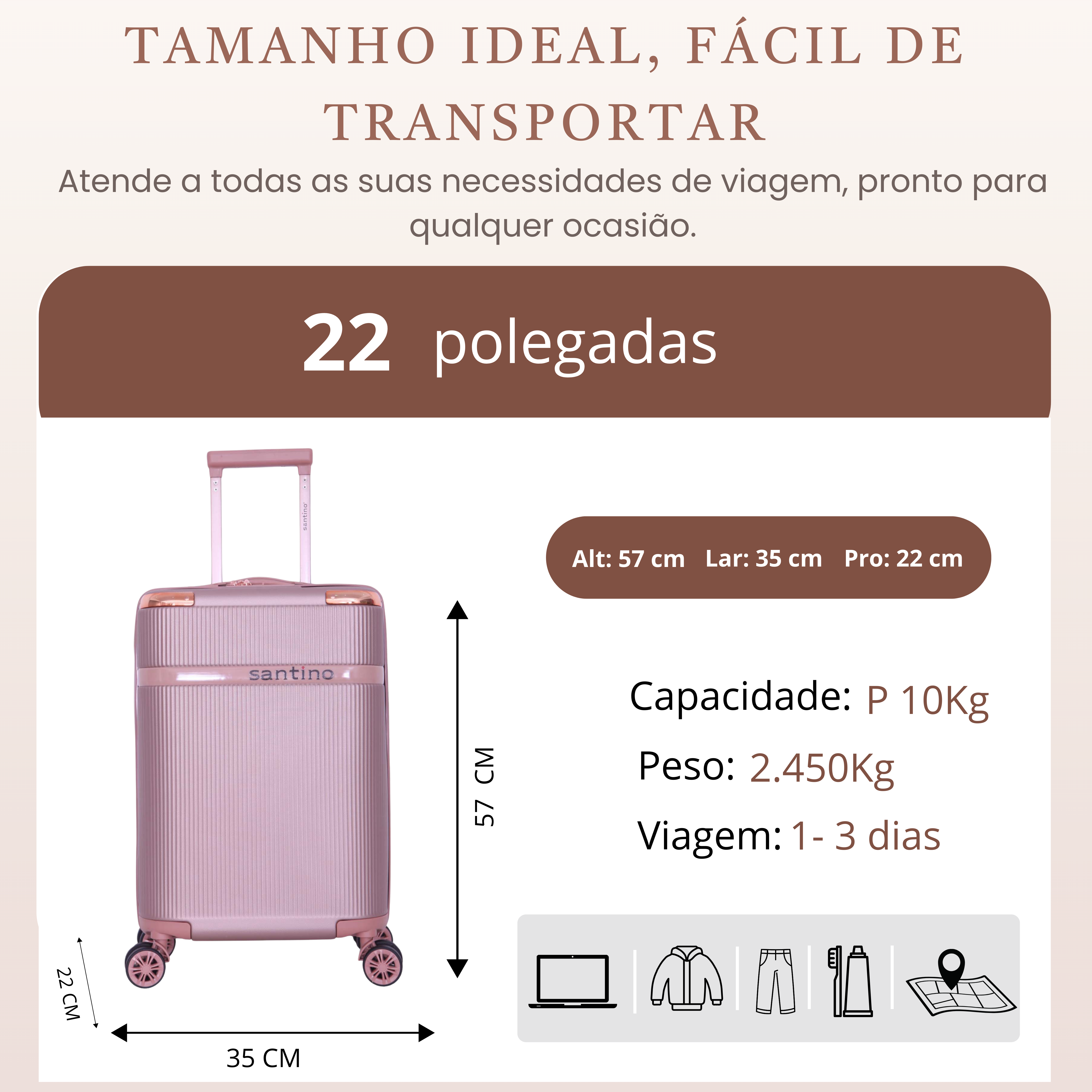 Santino 360° Versailles Rigid Carry-On Suitcase - ASDV501P