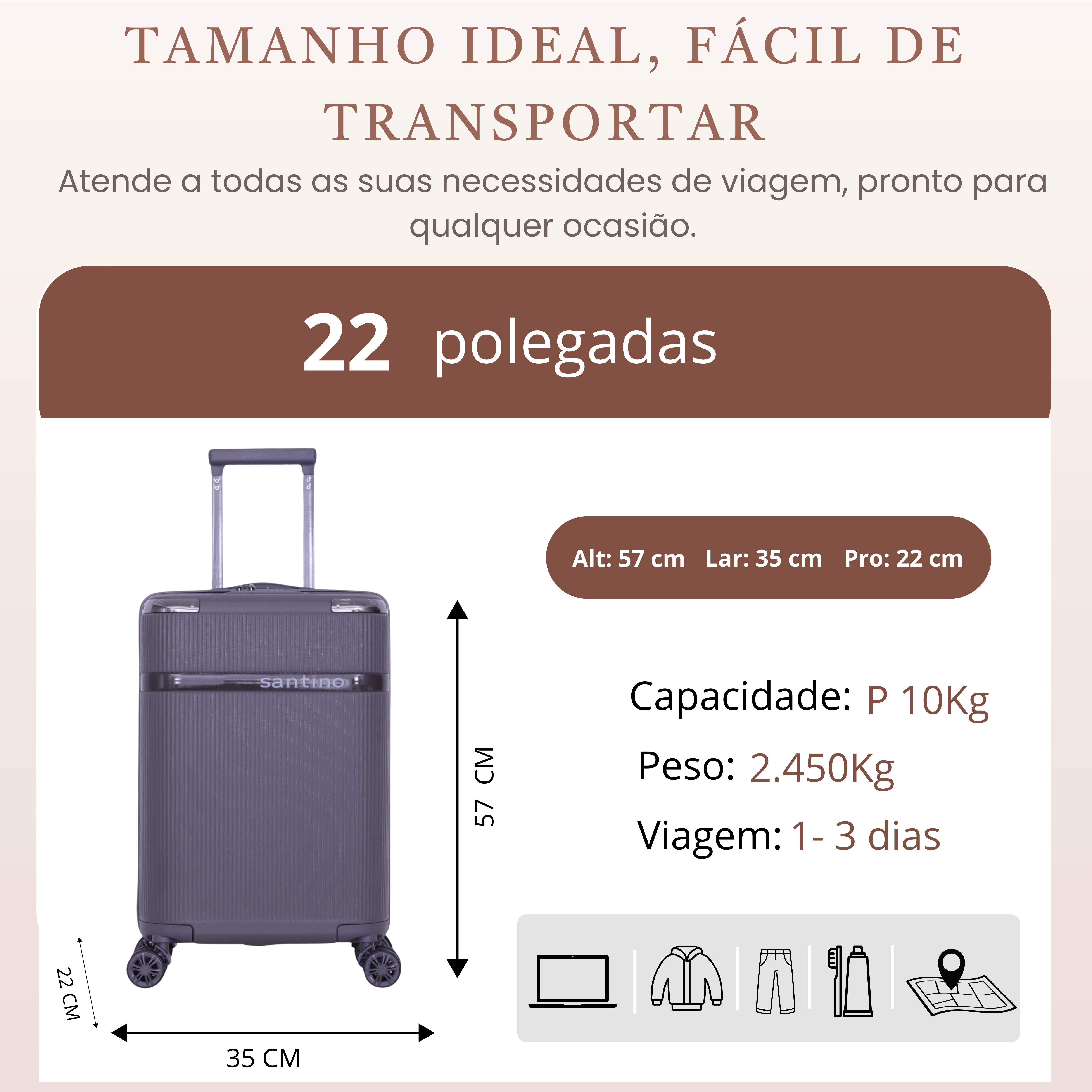 Santino 360° Versailles Rigid Carry-On Suitcase - ASDV501P