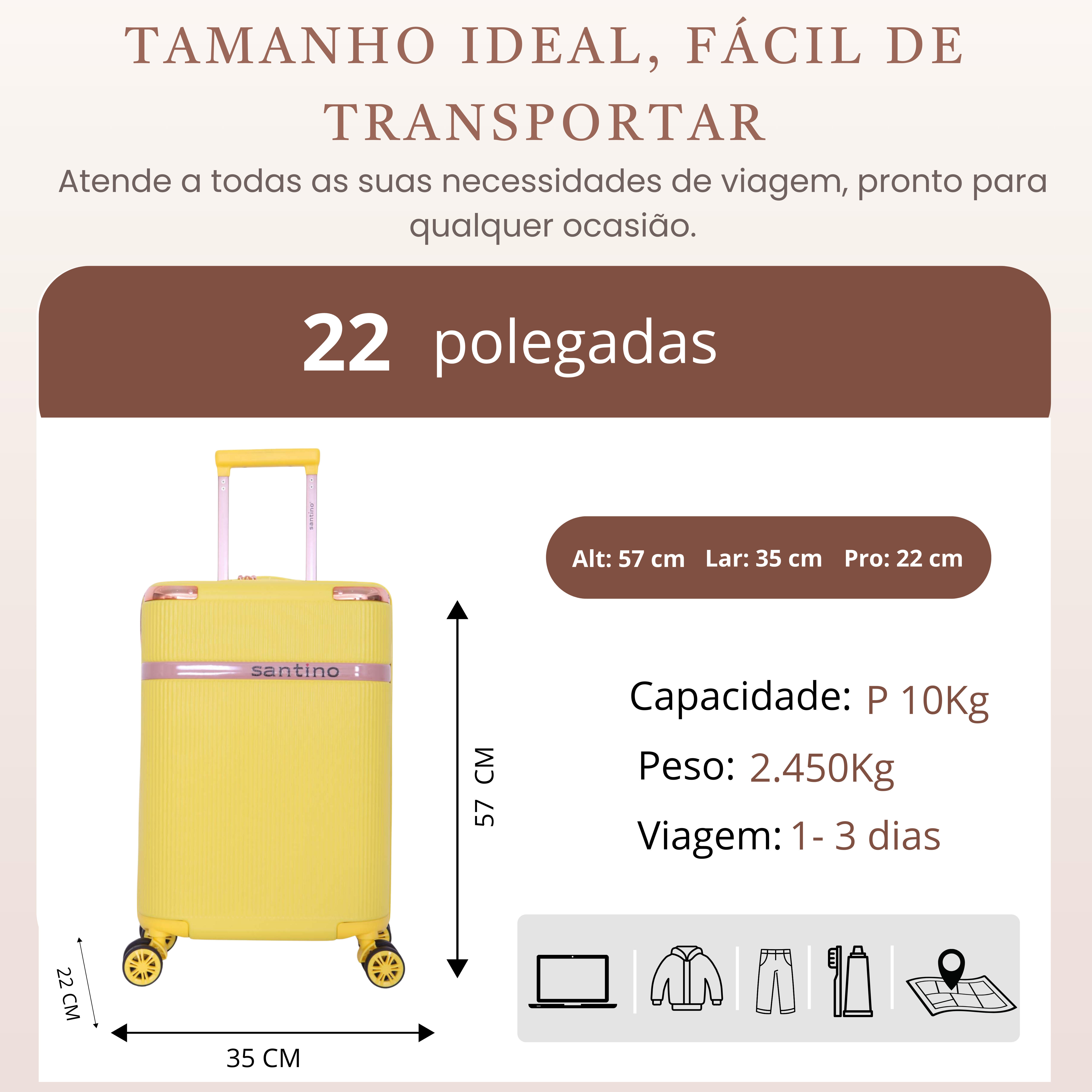 Santino 360° Versailles Rigid Carry-On Suitcase - ASDV501P