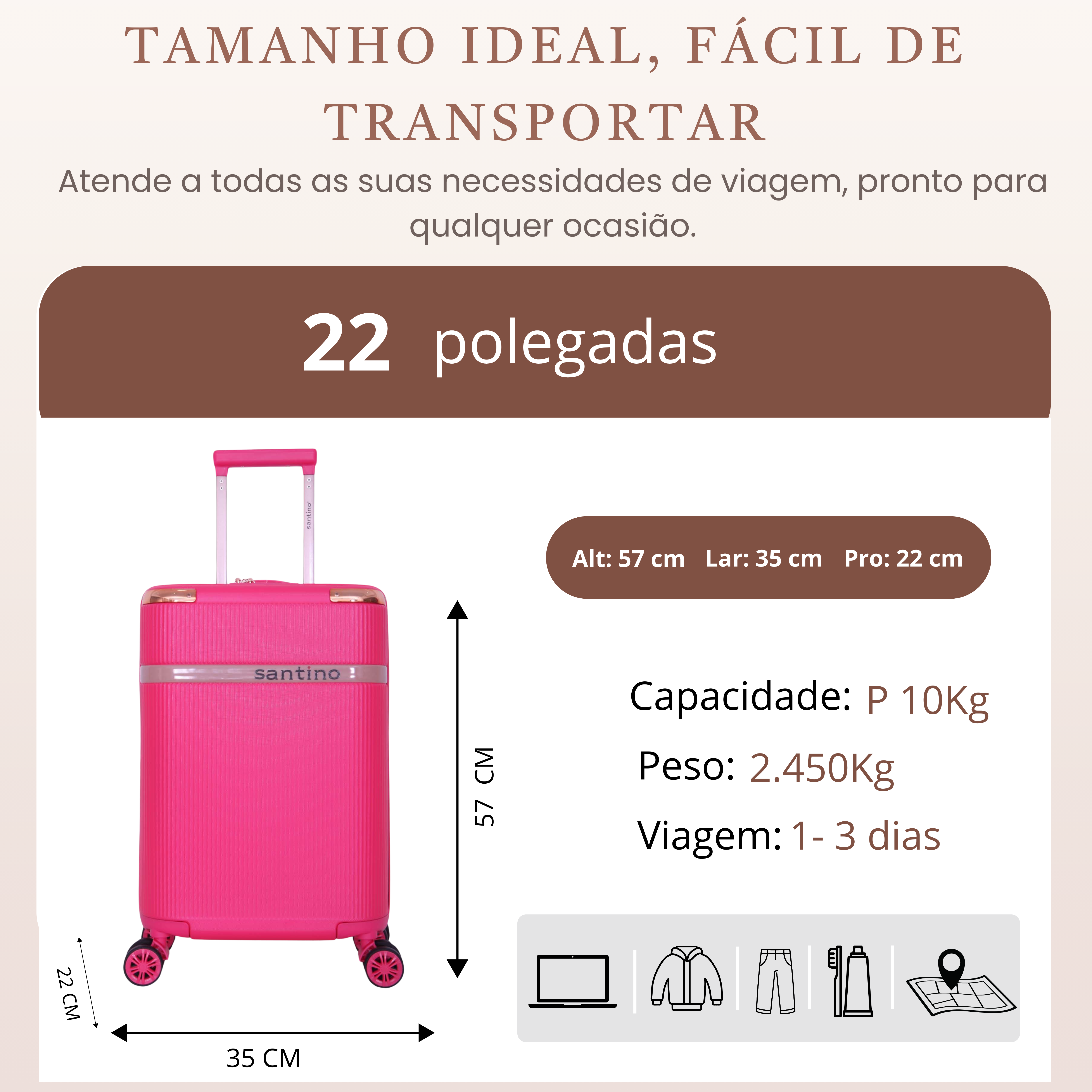 Santino 360° Versailles Rigid Carry-On Suitcase - ASDV501P