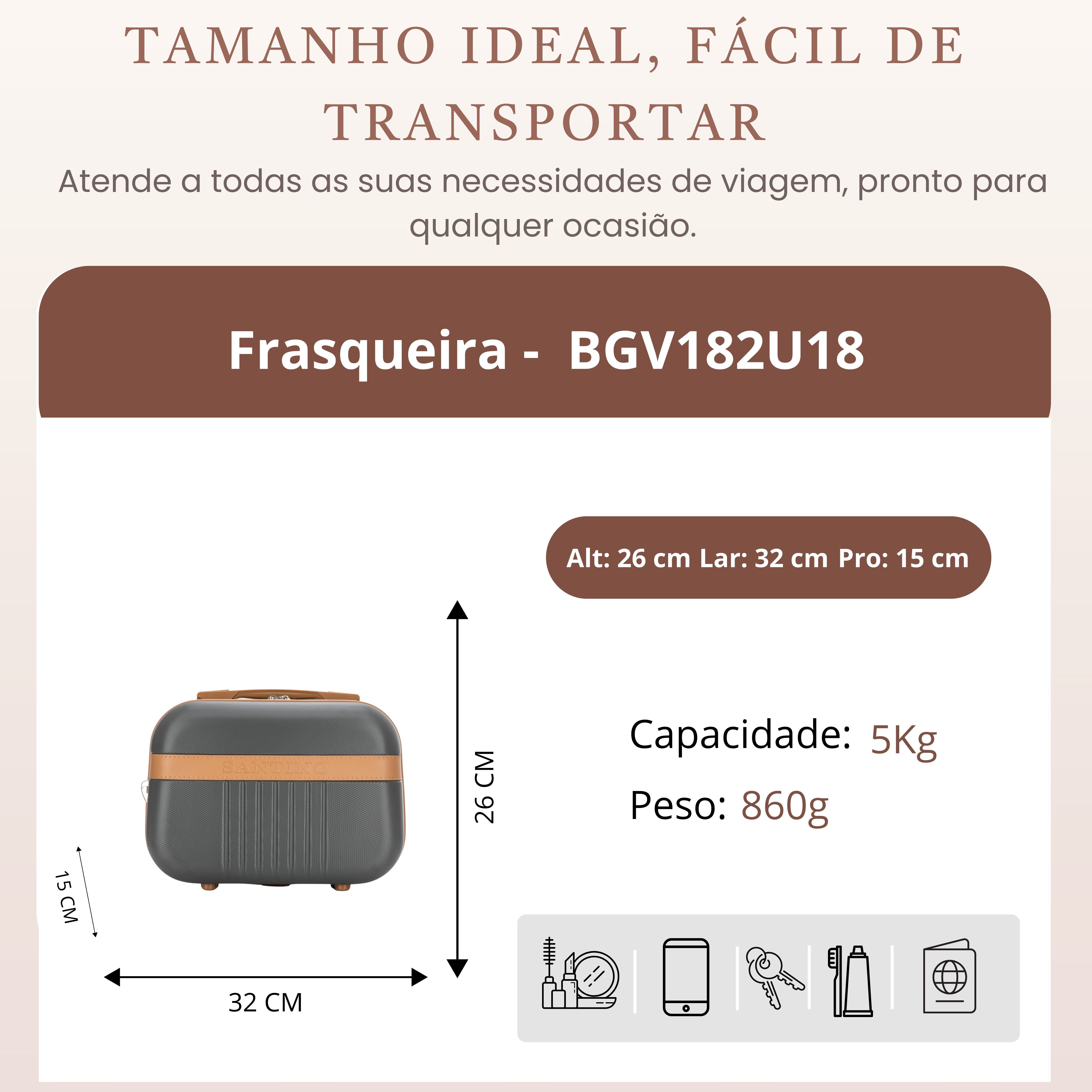 Santino Athena Rigid Toiletry Bag - BGF182U