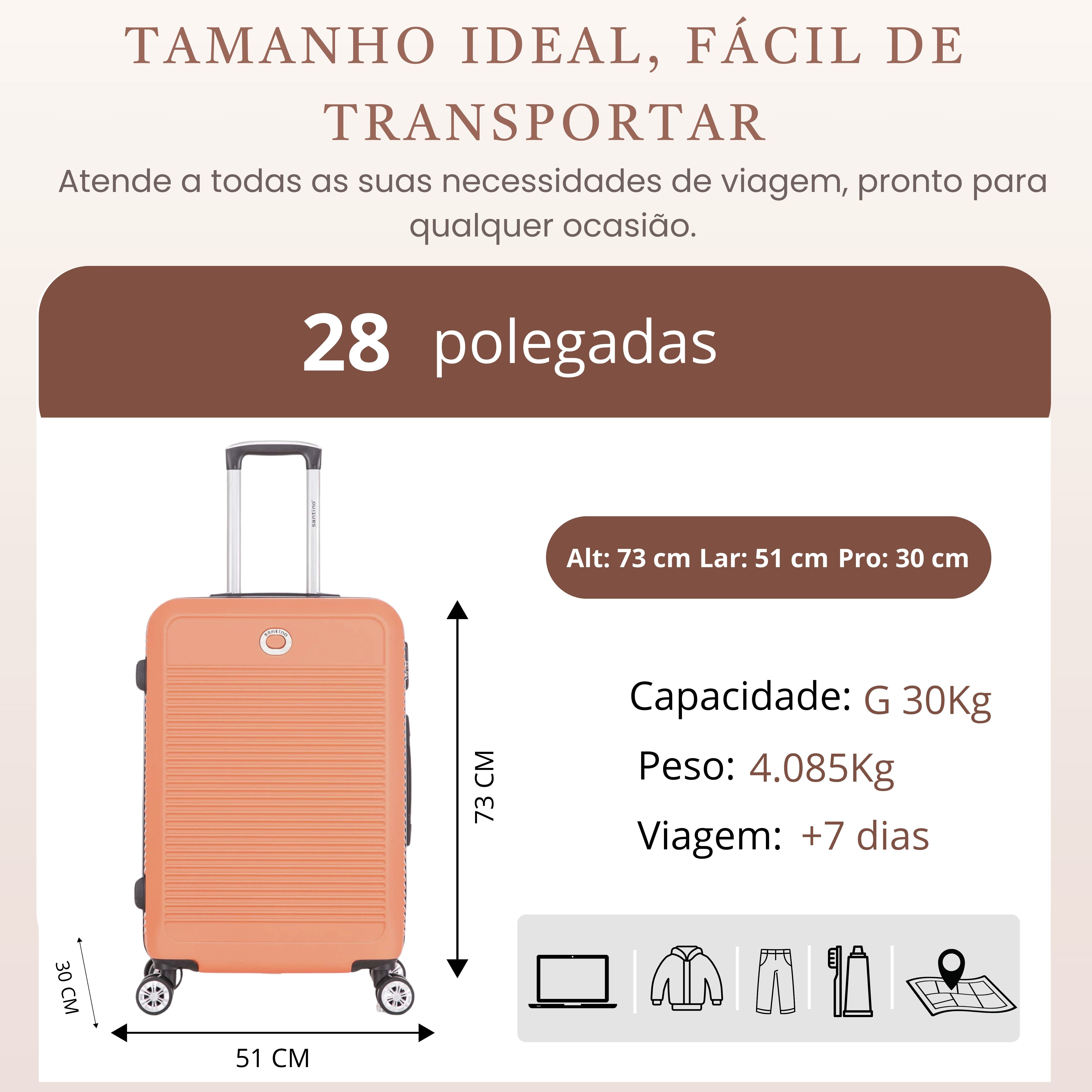 Mala de Viagem Pisa Rígida 360° Santino G - AMZV183G