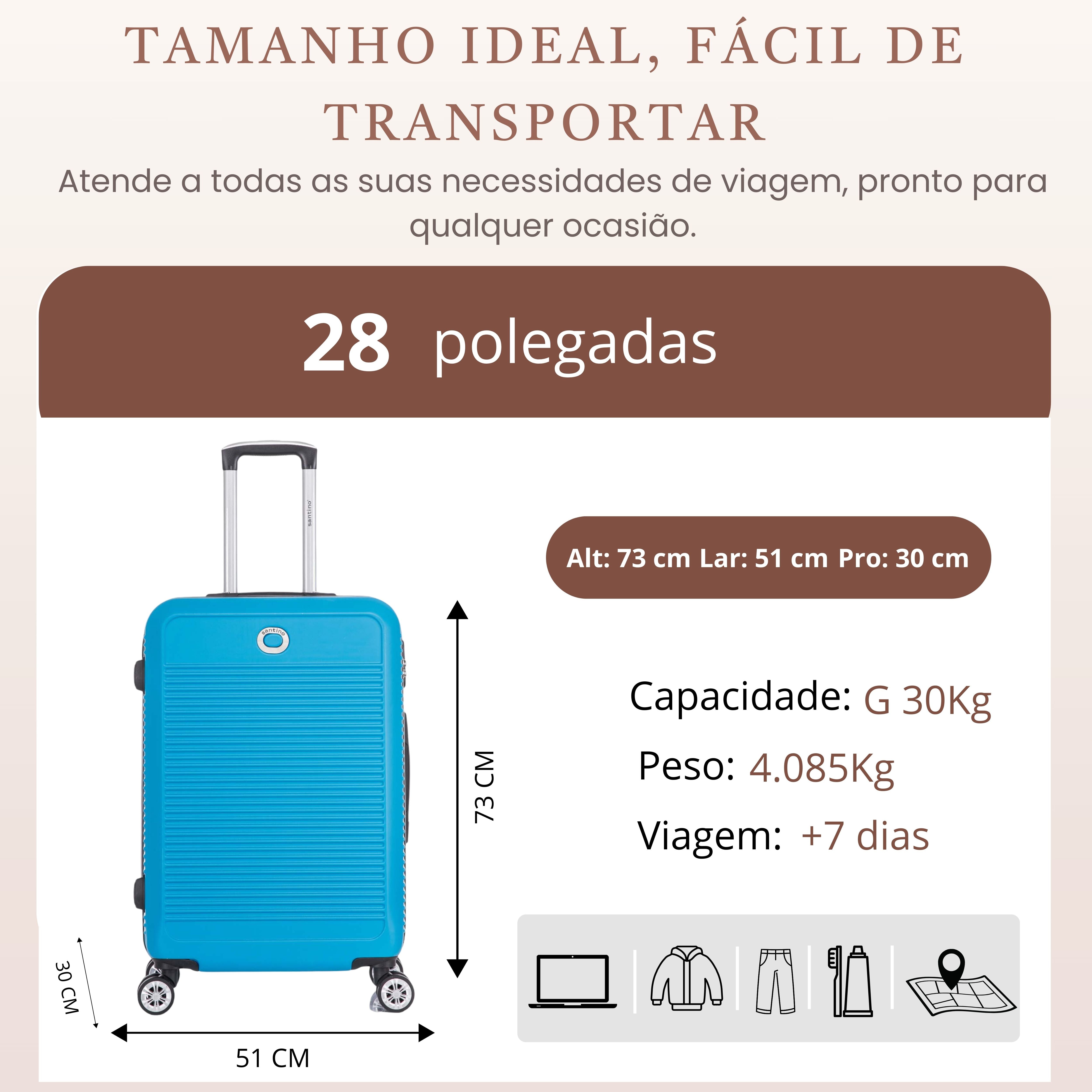 Mala de Viagem Pisa Rígida 360° Santino G - AMZV183G