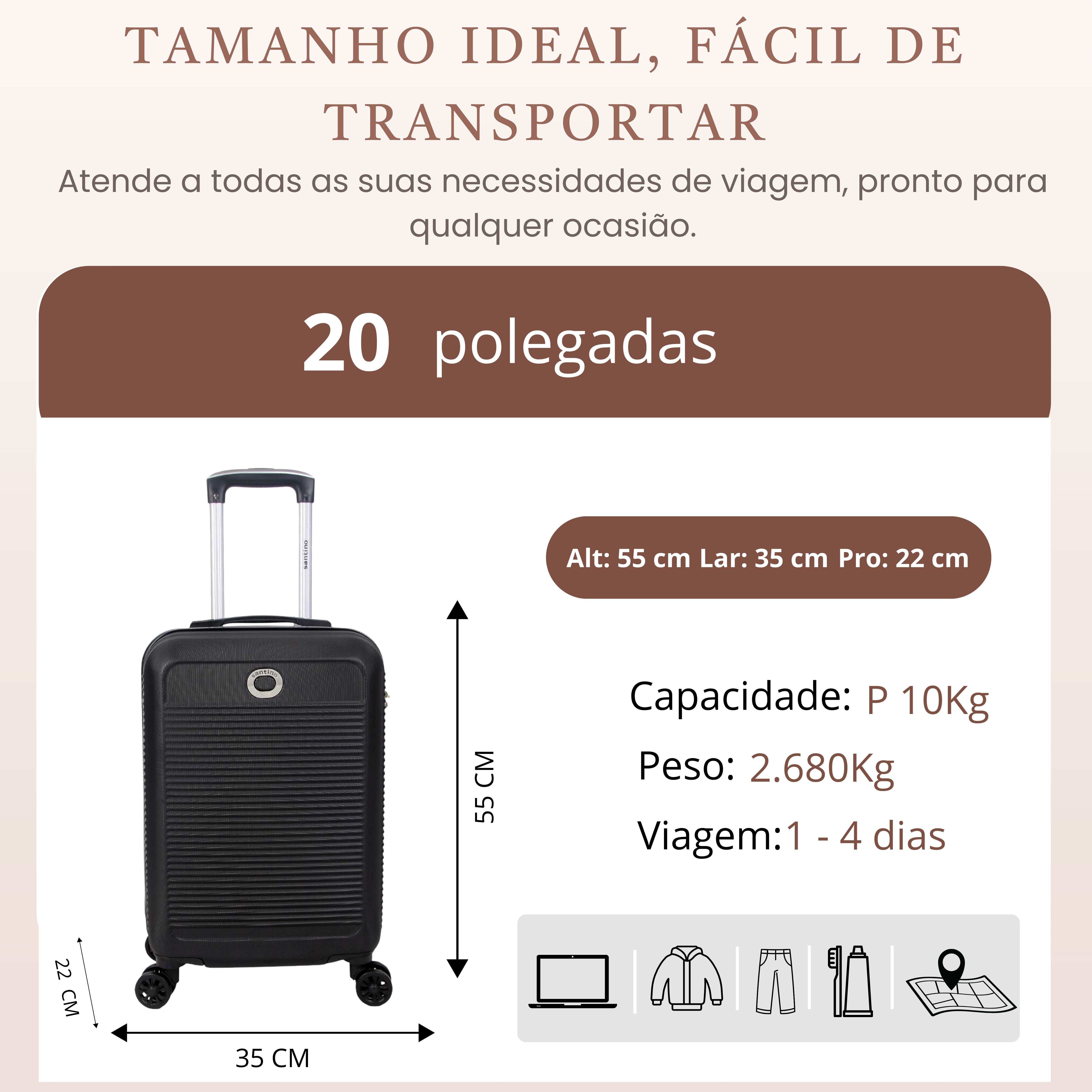 Santino P 4-Wheel 360º Rigid Carry-On Suitcase - AMZV183P