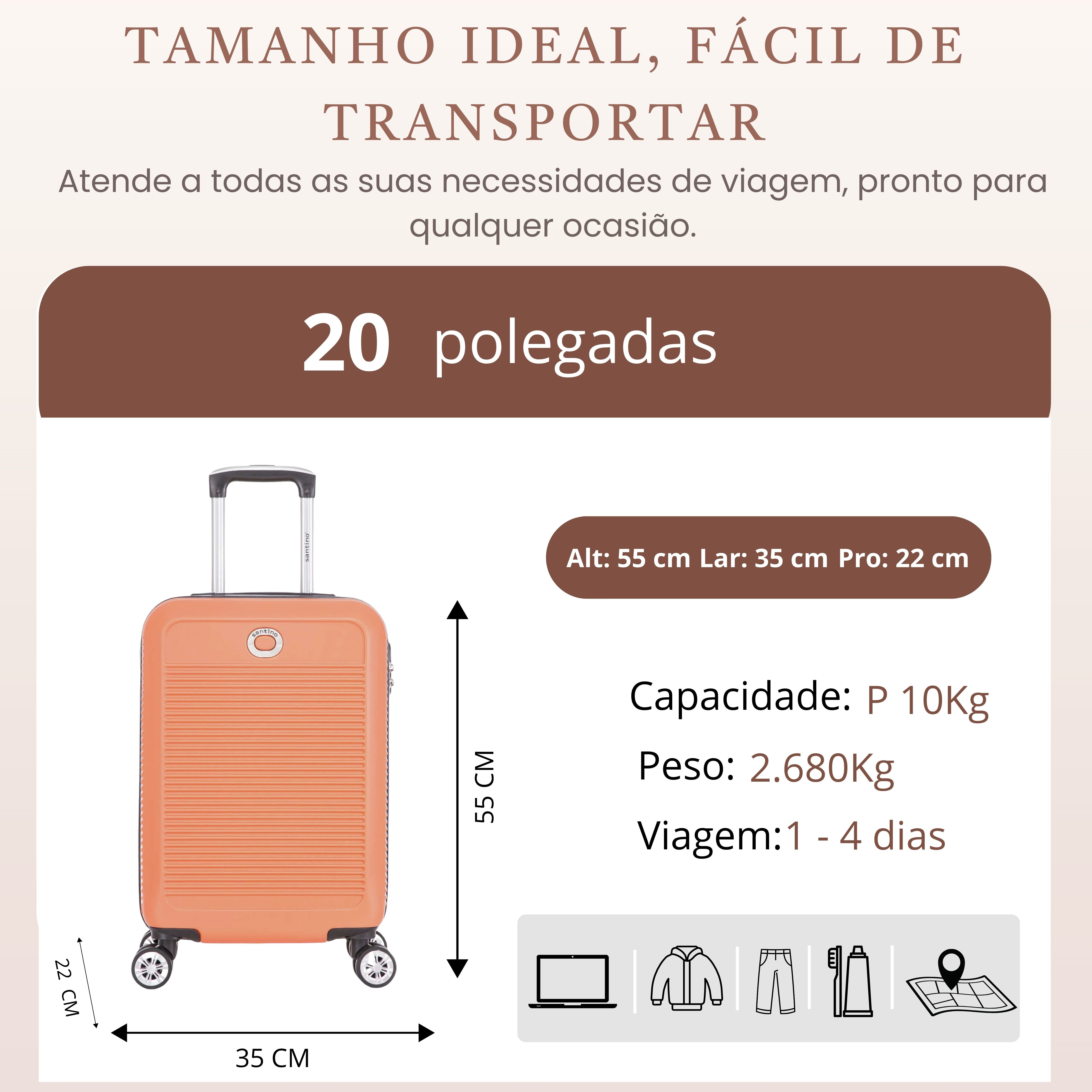 Santino P 4-Wheel 360º Rigid Carry-On Suitcase - AMZV183P