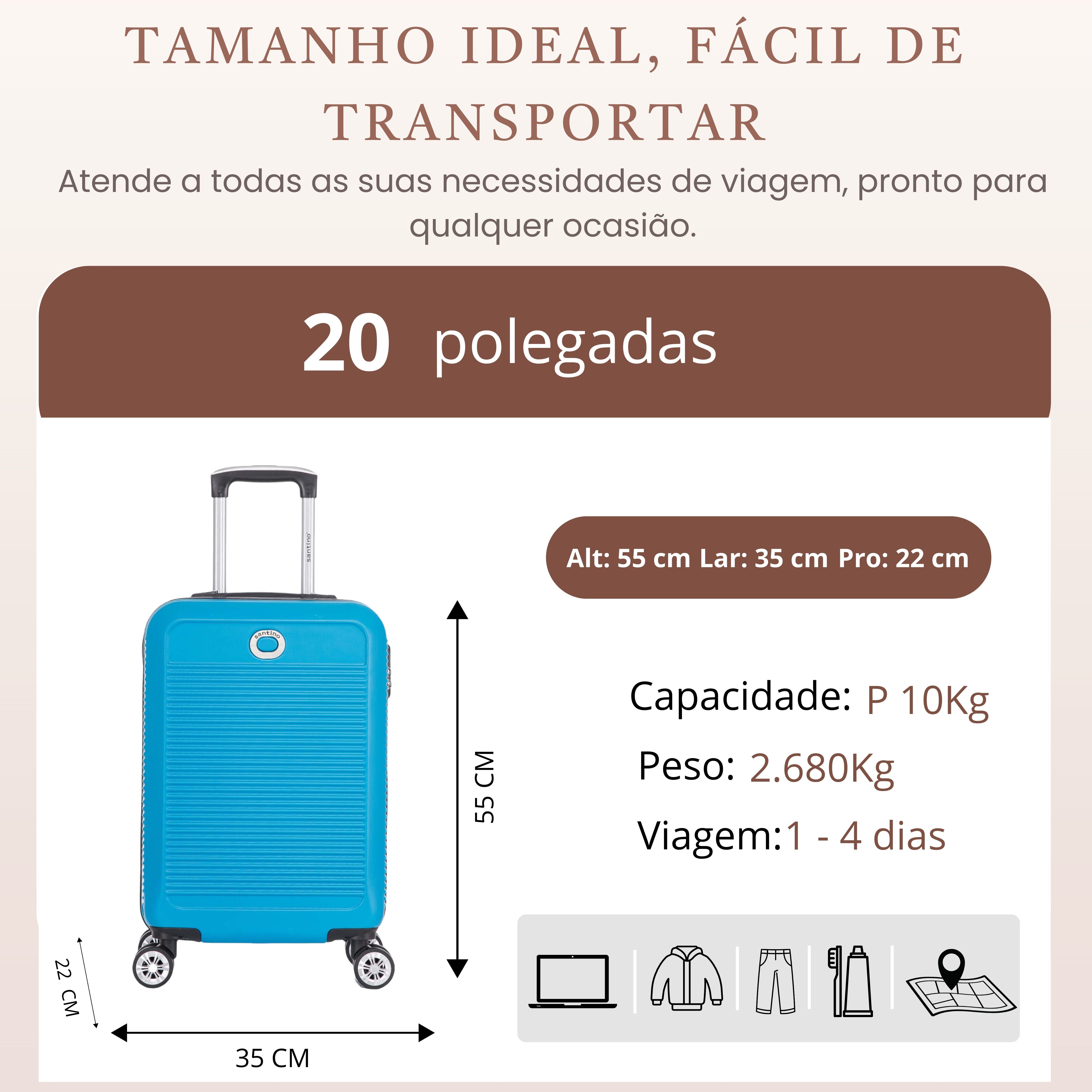 Santino P 4-Wheel 360º Rigid Carry-On Suitcase - AMZV183P