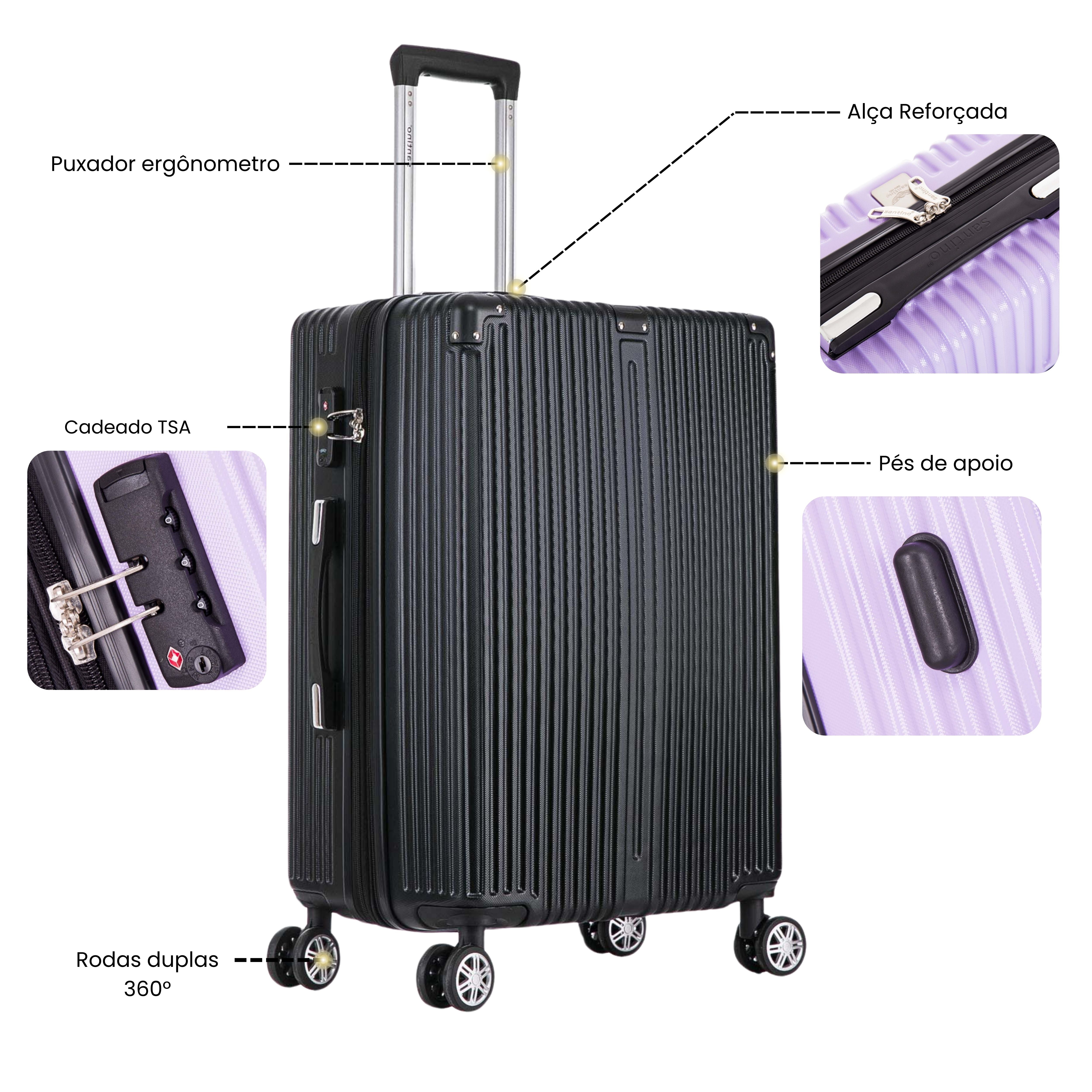 Santino MZV204J 3-Piece Dublin Rigid Luggage Set 360°