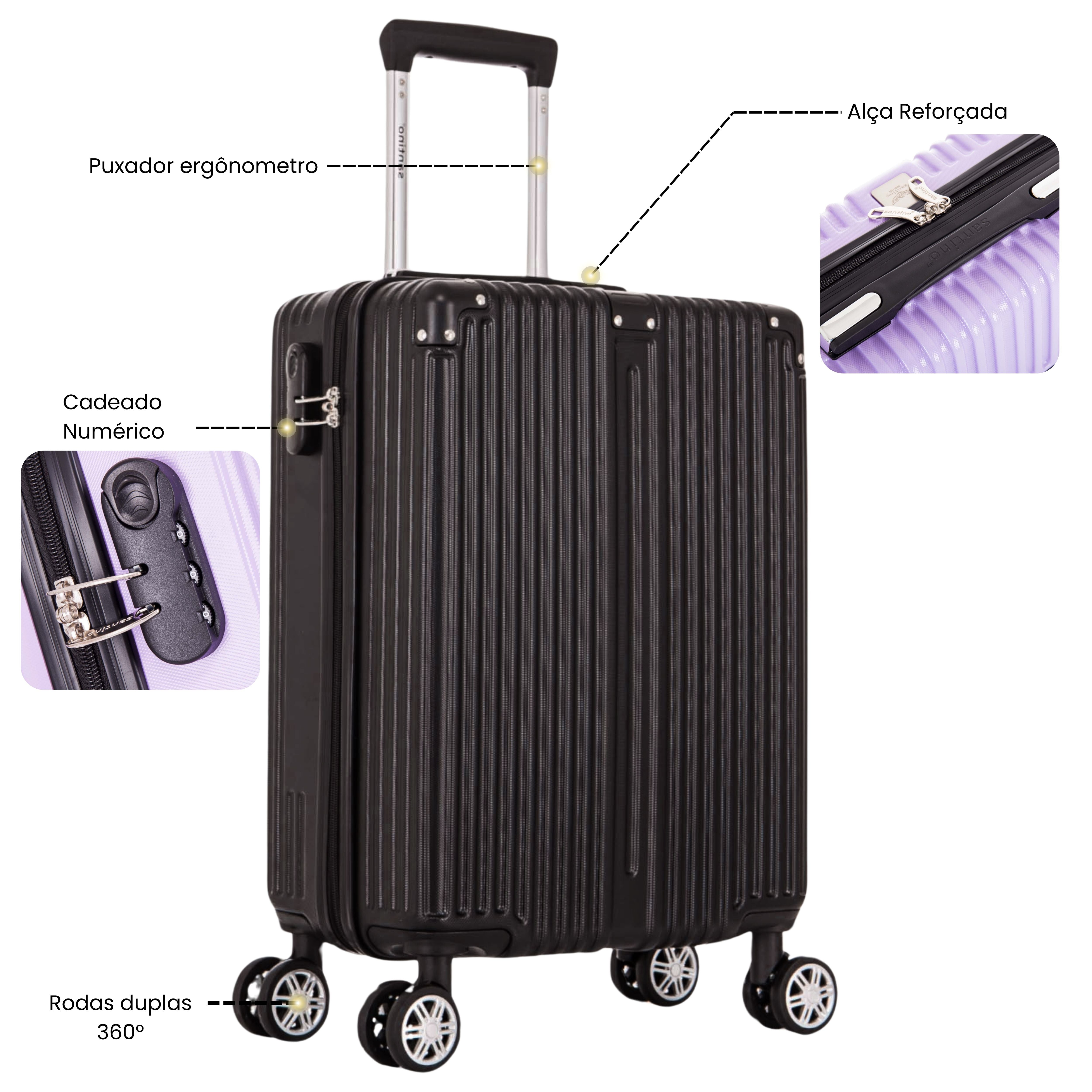 Santino MZV204J 3-Piece Dublin Rigid Luggage Set 360°