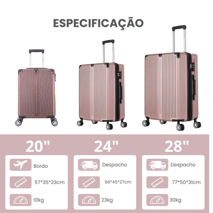 Santino MZV204J 3-Piece Dublin Rigid Luggage Set 360°