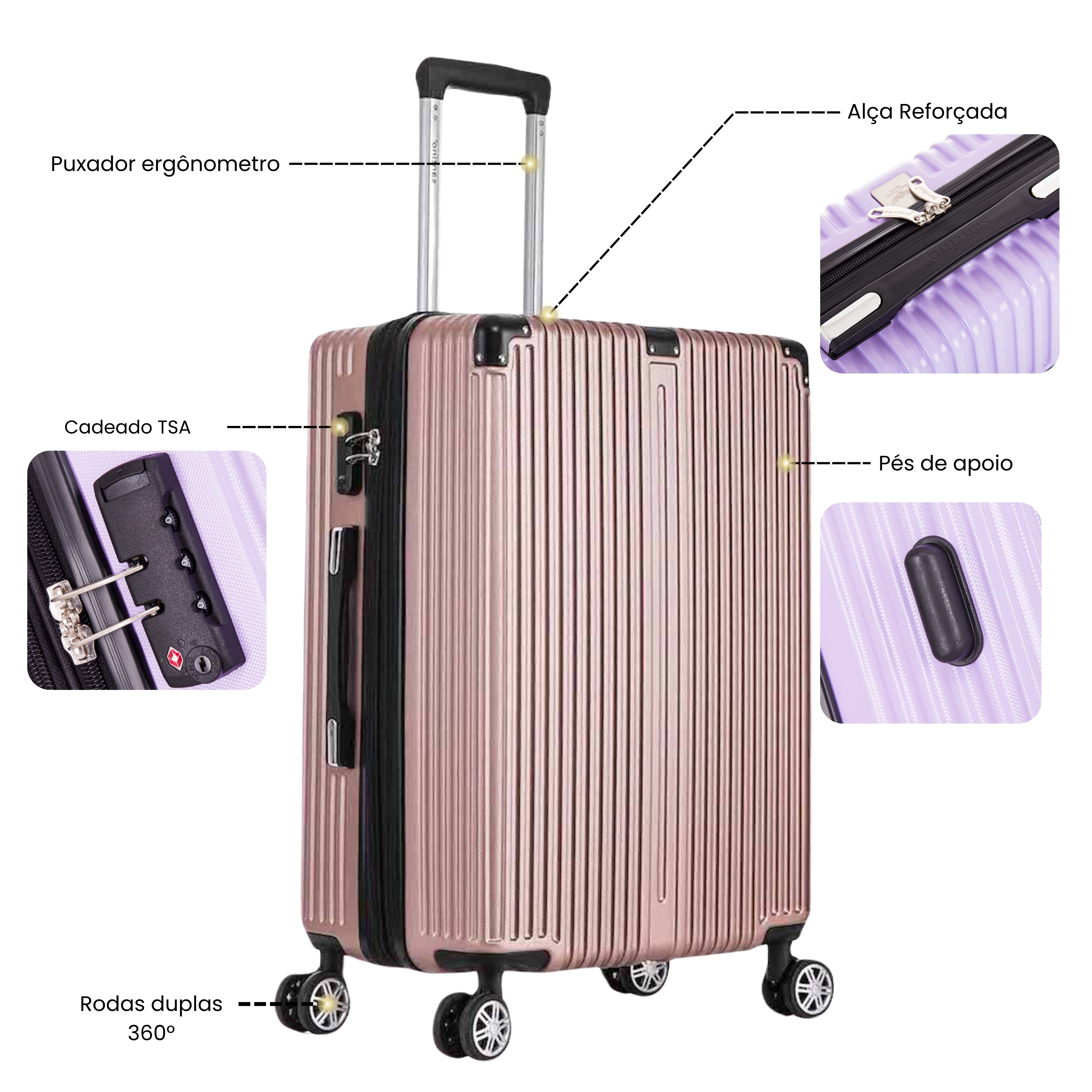 Santino MZV204J 3-Piece Dublin Rigid Luggage Set 360°