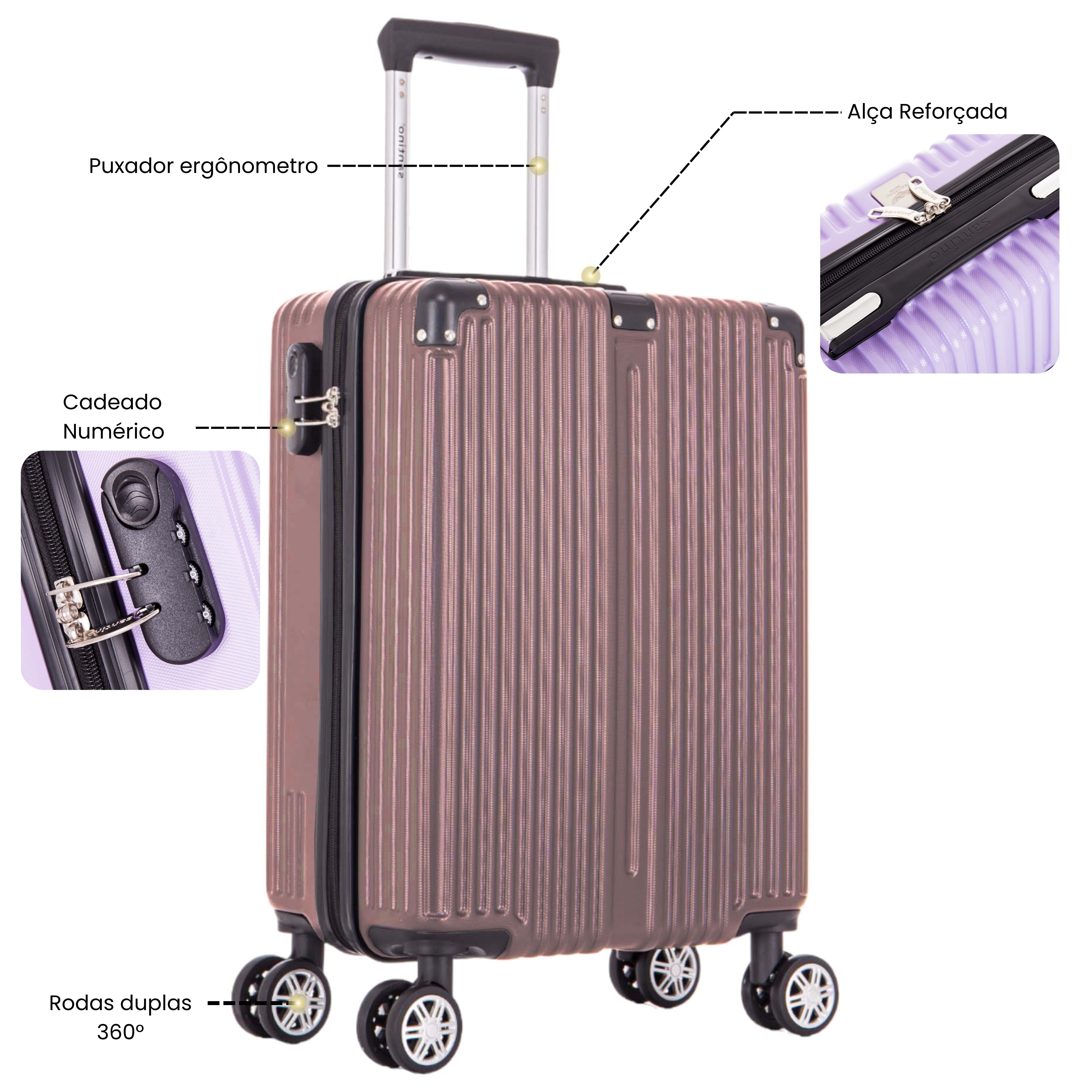 Santino MZV204J 3-Piece Dublin Rigid Luggage Set 360°