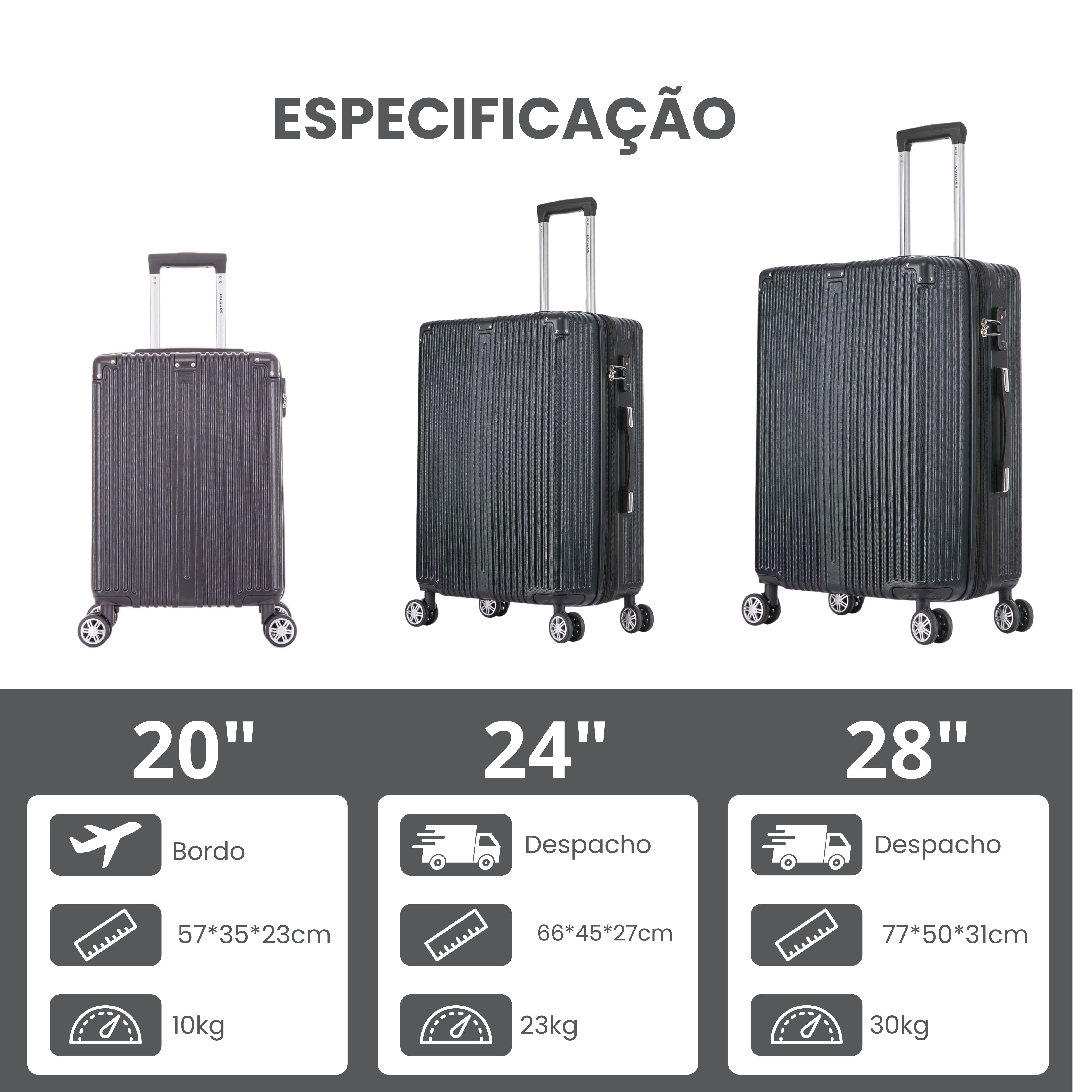 Santino MZV204J 3-Piece Dublin Rigid Luggage Set 360°