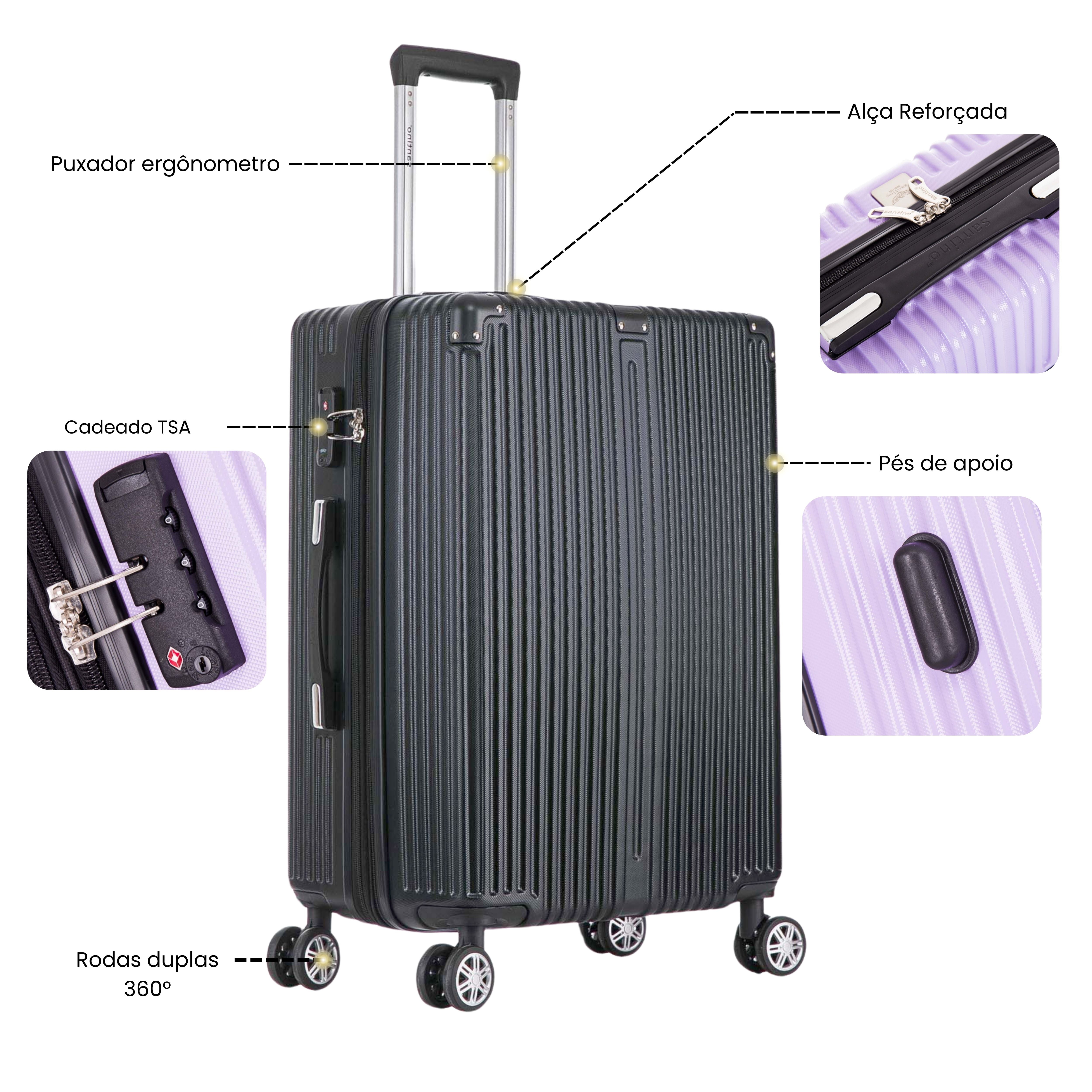 Santino MZV204J 3-Piece Dublin Rigid Luggage Set 360°