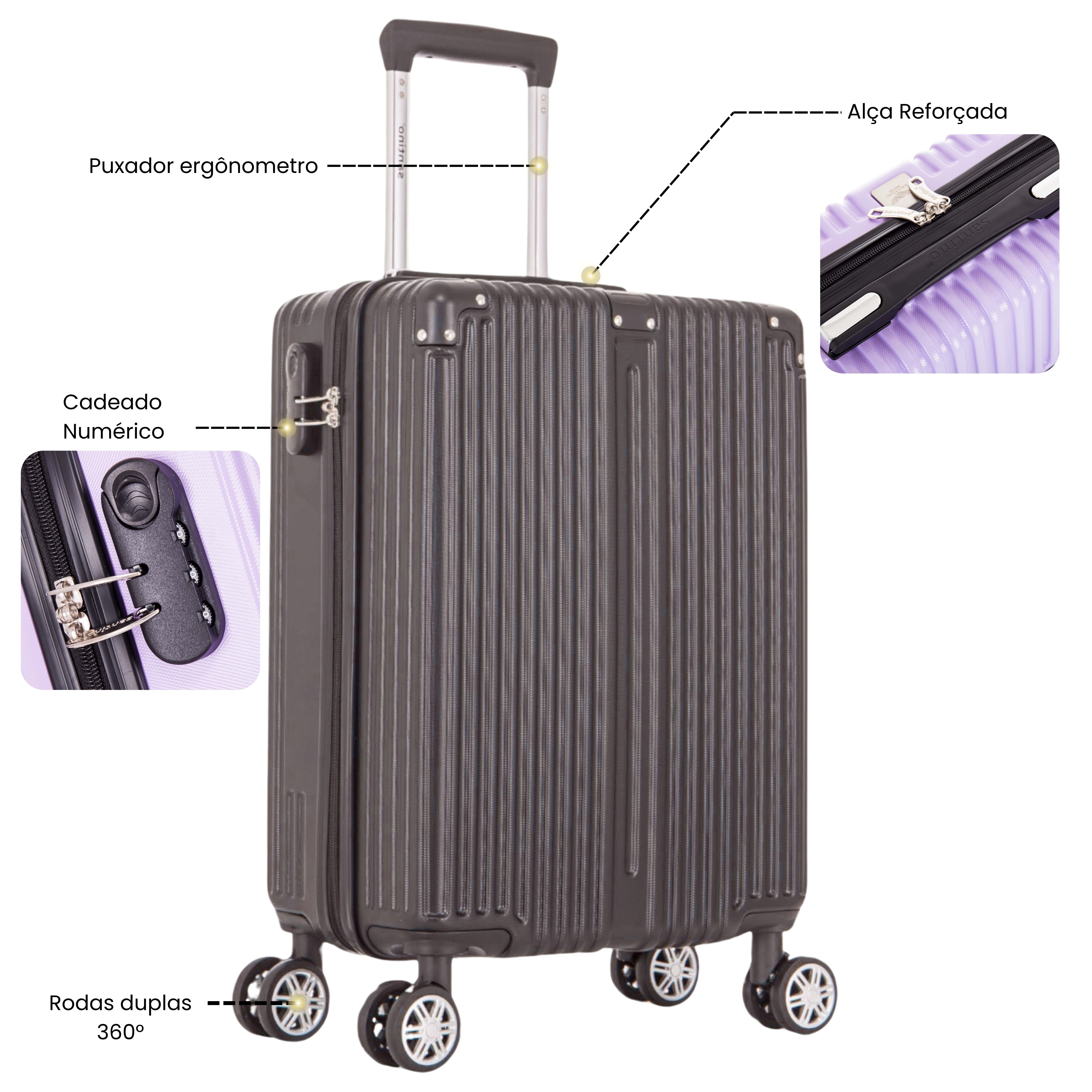 Santino MZV204J 3-Piece Dublin Rigid Luggage Set 360°