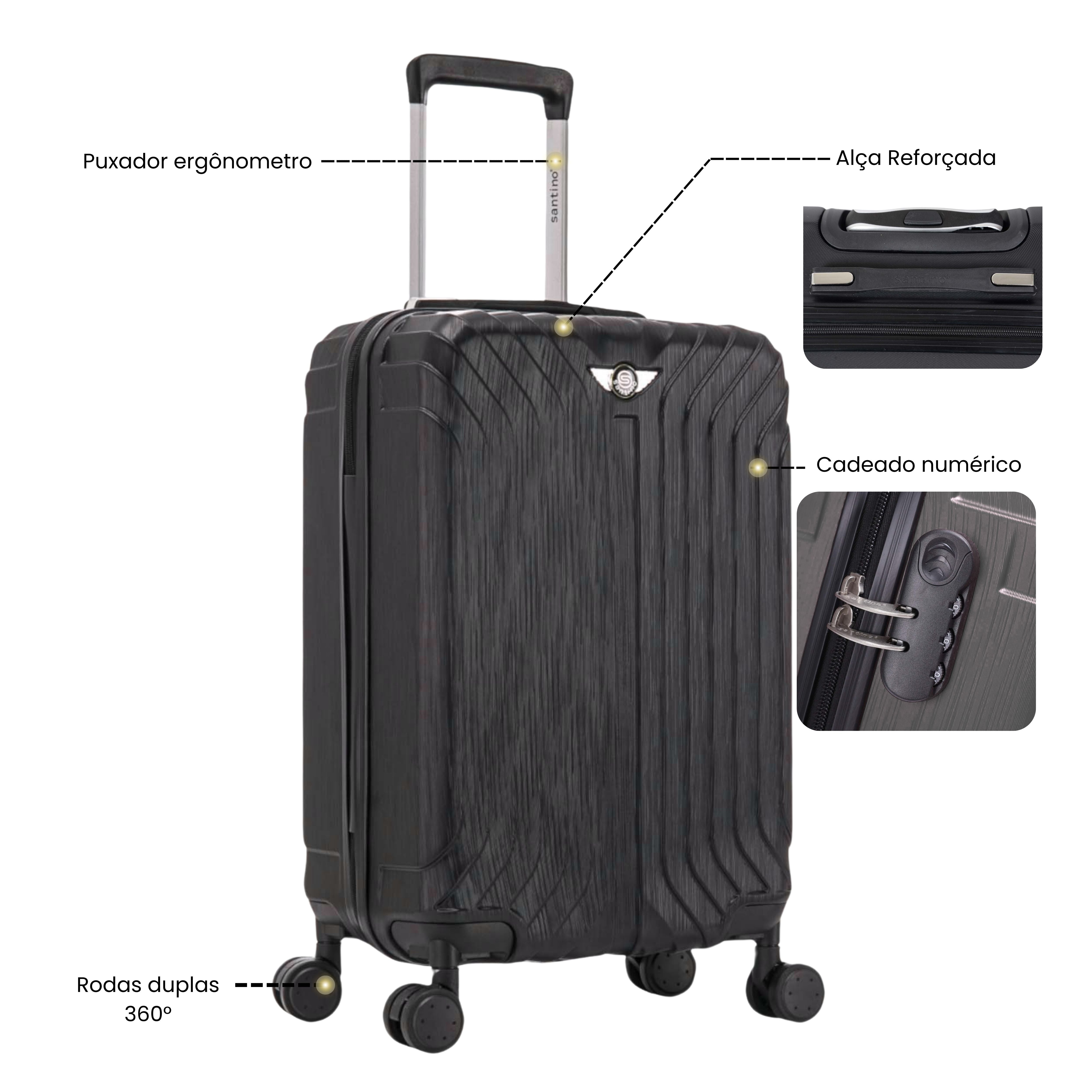 Liberty Statue 3-Piece Rigid Luggage Set Santino MZV502J