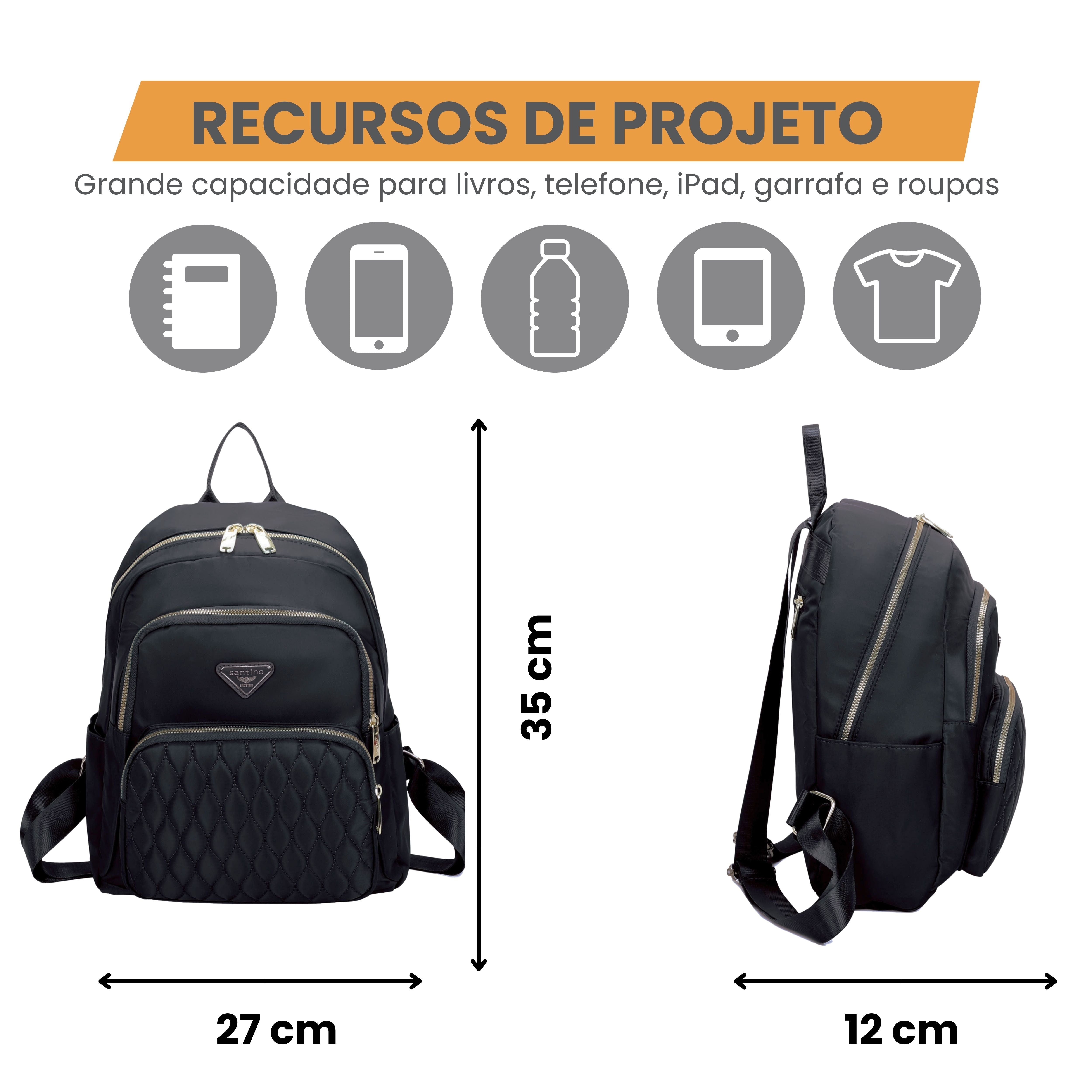 Amarílis Nylon Santino Backpack Bag Black SAB412U01