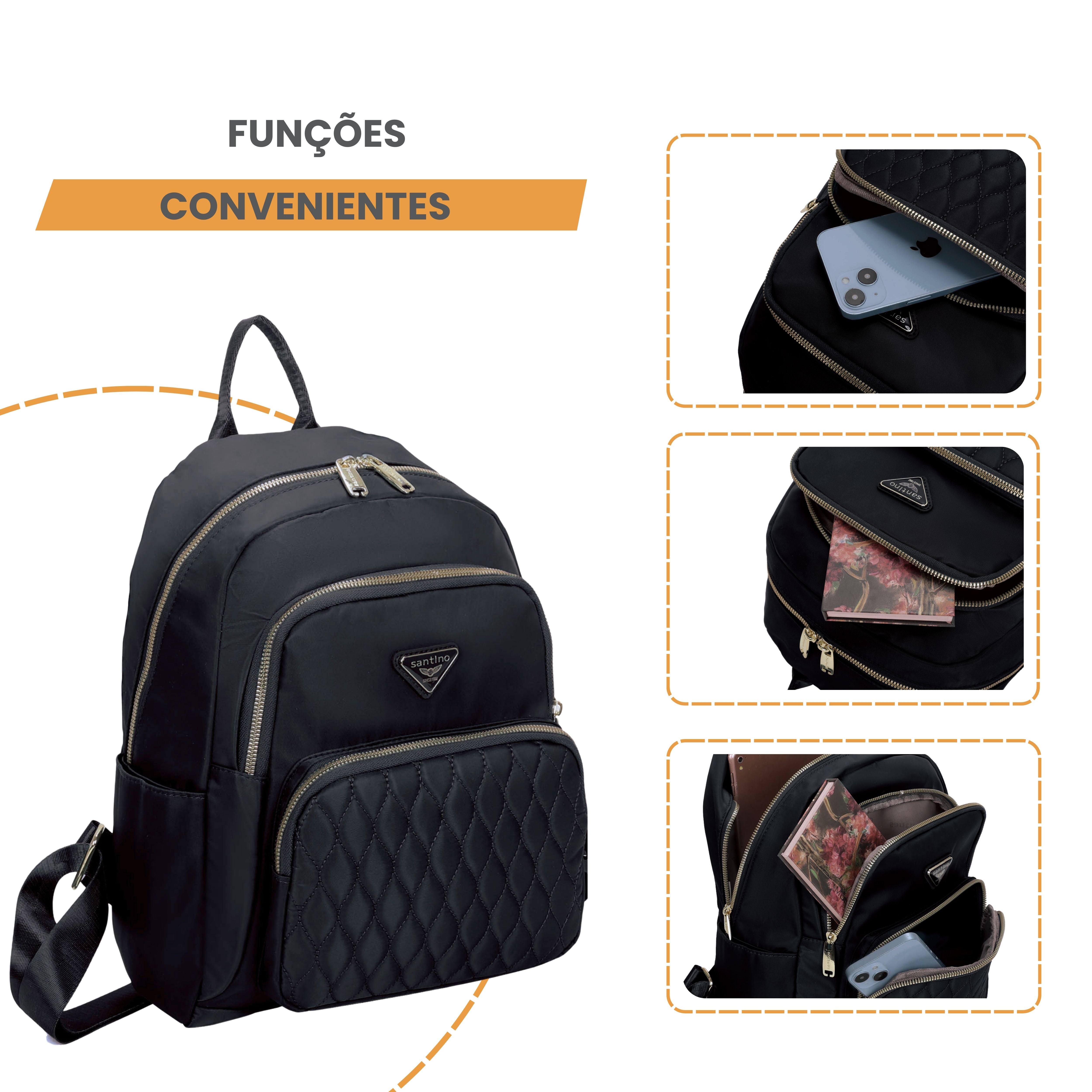 Amarílis Nylon Santino Backpack Bag Black SAB412U01