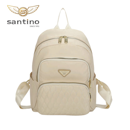 Amarílis Nylon Santino Beige Backpack Bag SAB412U06