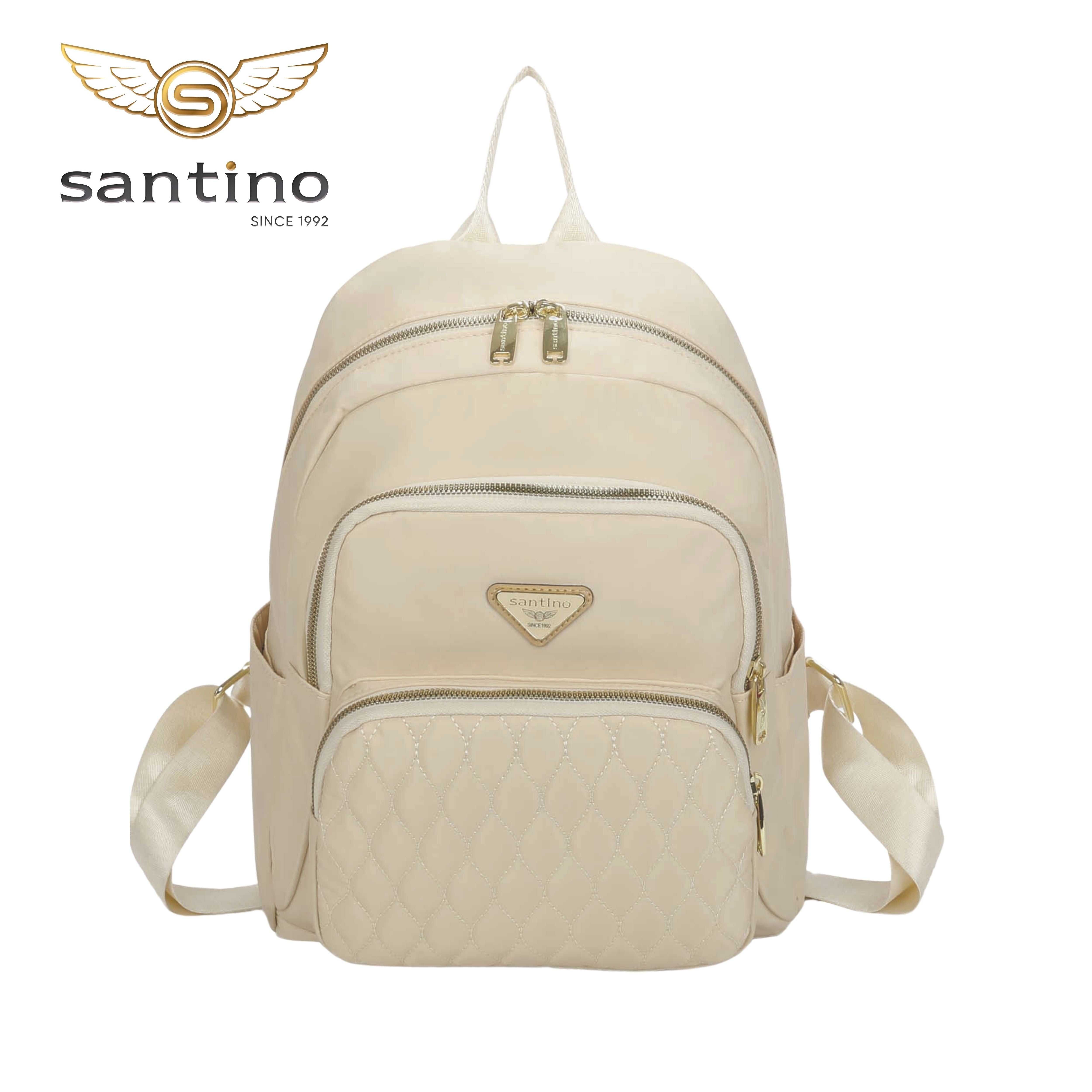 Amarílis Nylon Santino Beige Backpack Bag SAB412U06