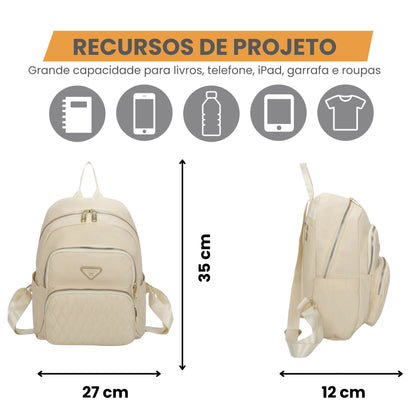 Amarílis Nylon Santino Beige Backpack Bag SAB412U06