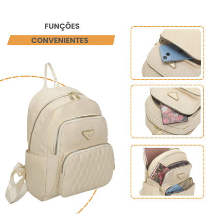 Amarílis Nylon Santino Beige Backpack Bag SAB412U06