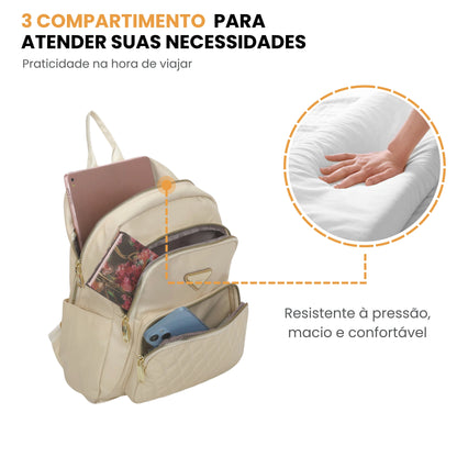 Amarílis Nylon Santino Beige Backpack Bag SAB412U06