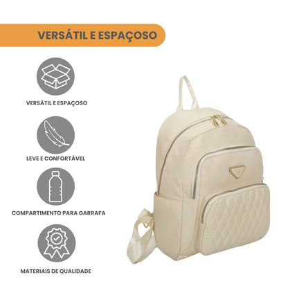 Amarílis Nylon Santino Beige Backpack Bag SAB412U06