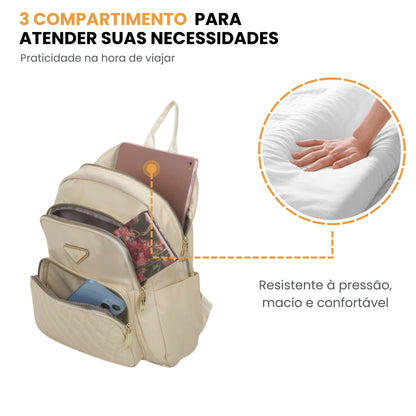 Amarílis Nylon Santino Beige Backpack Bag SAB412U06