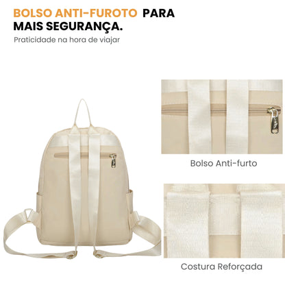 Amarílis Nylon Santino Beige Backpack Bag SAB412U06