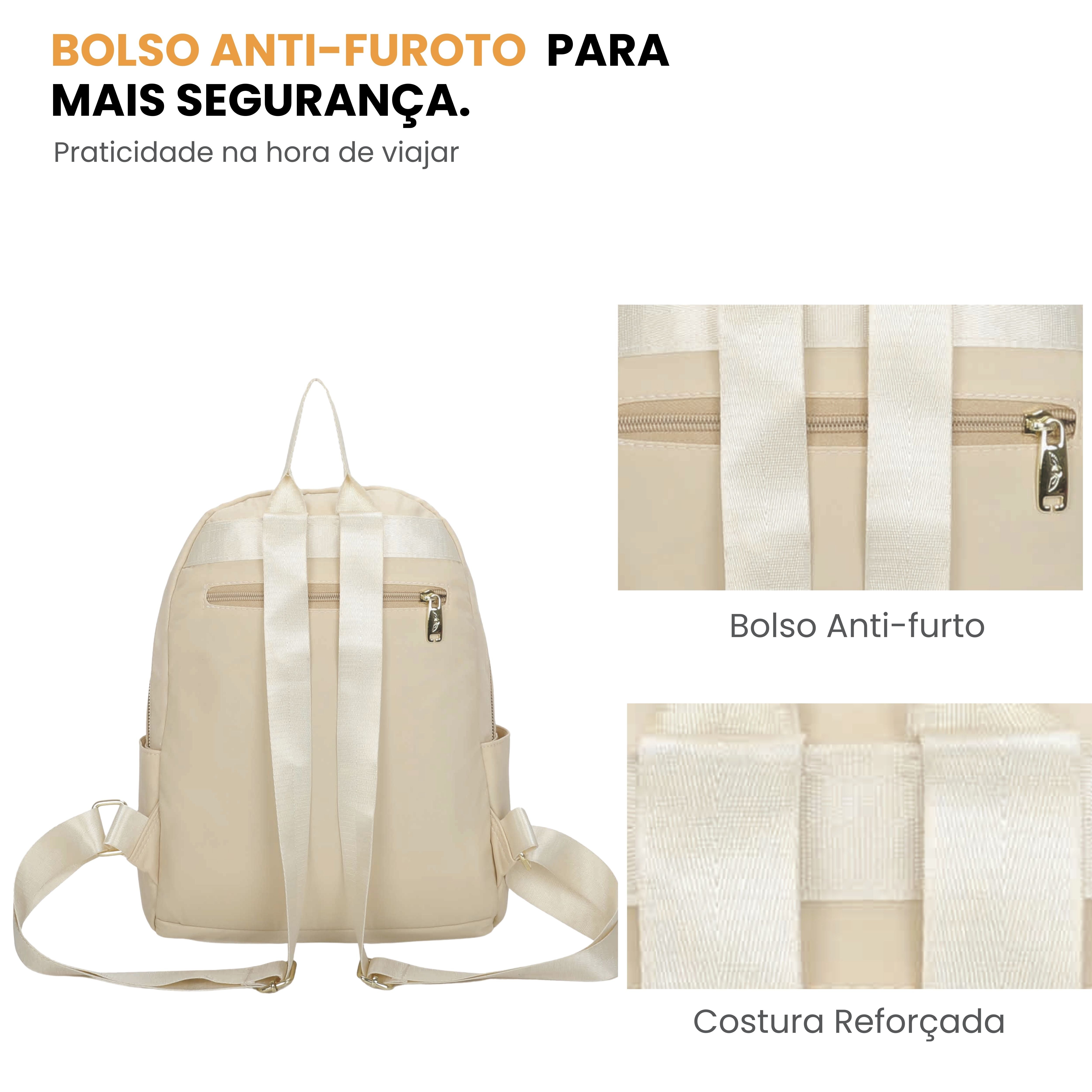 Amarílis Nylon Santino Beige Backpack Bag SAB412U06