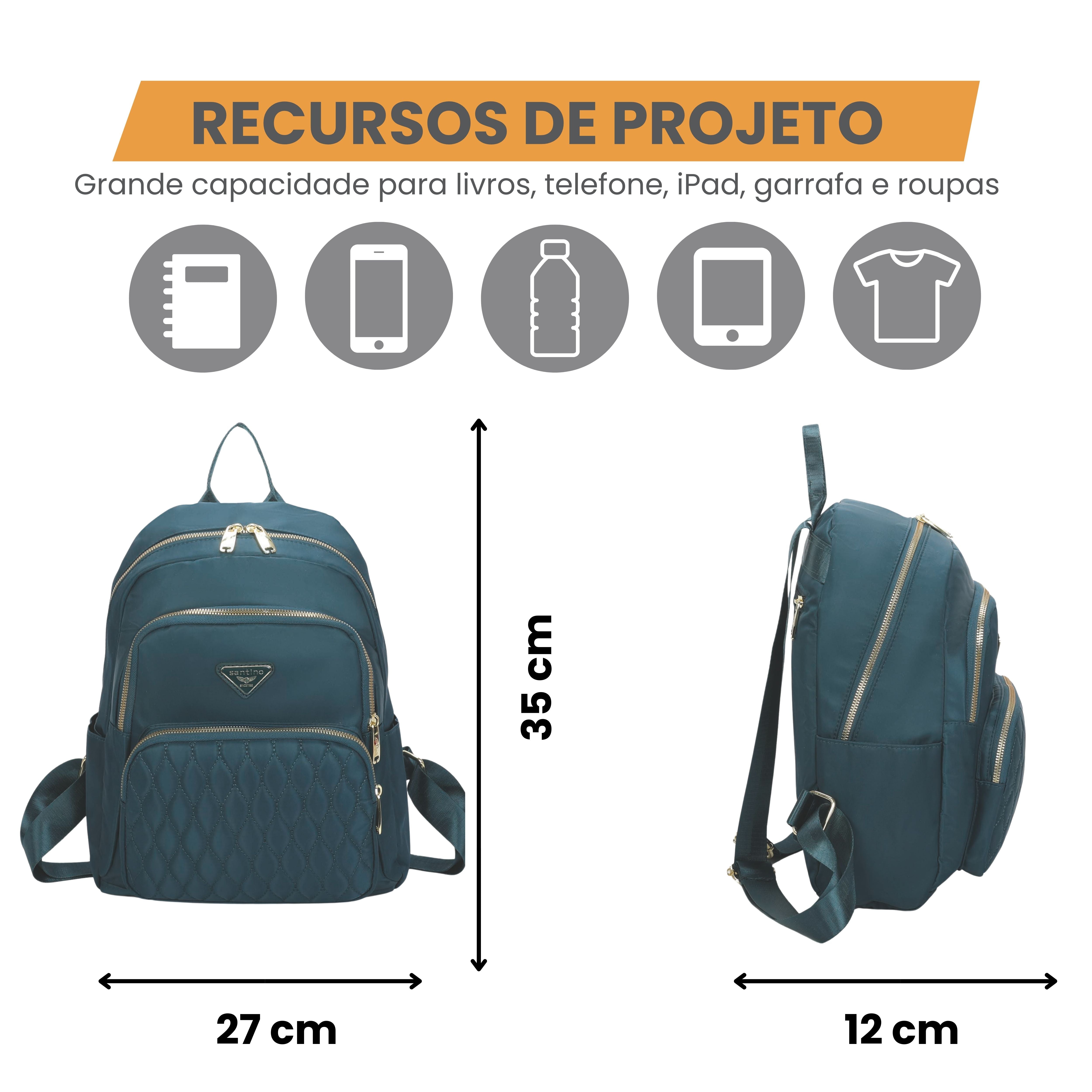 Amarílis Nylon Santino Backpack Bag Turquoise Blue SAB412U15