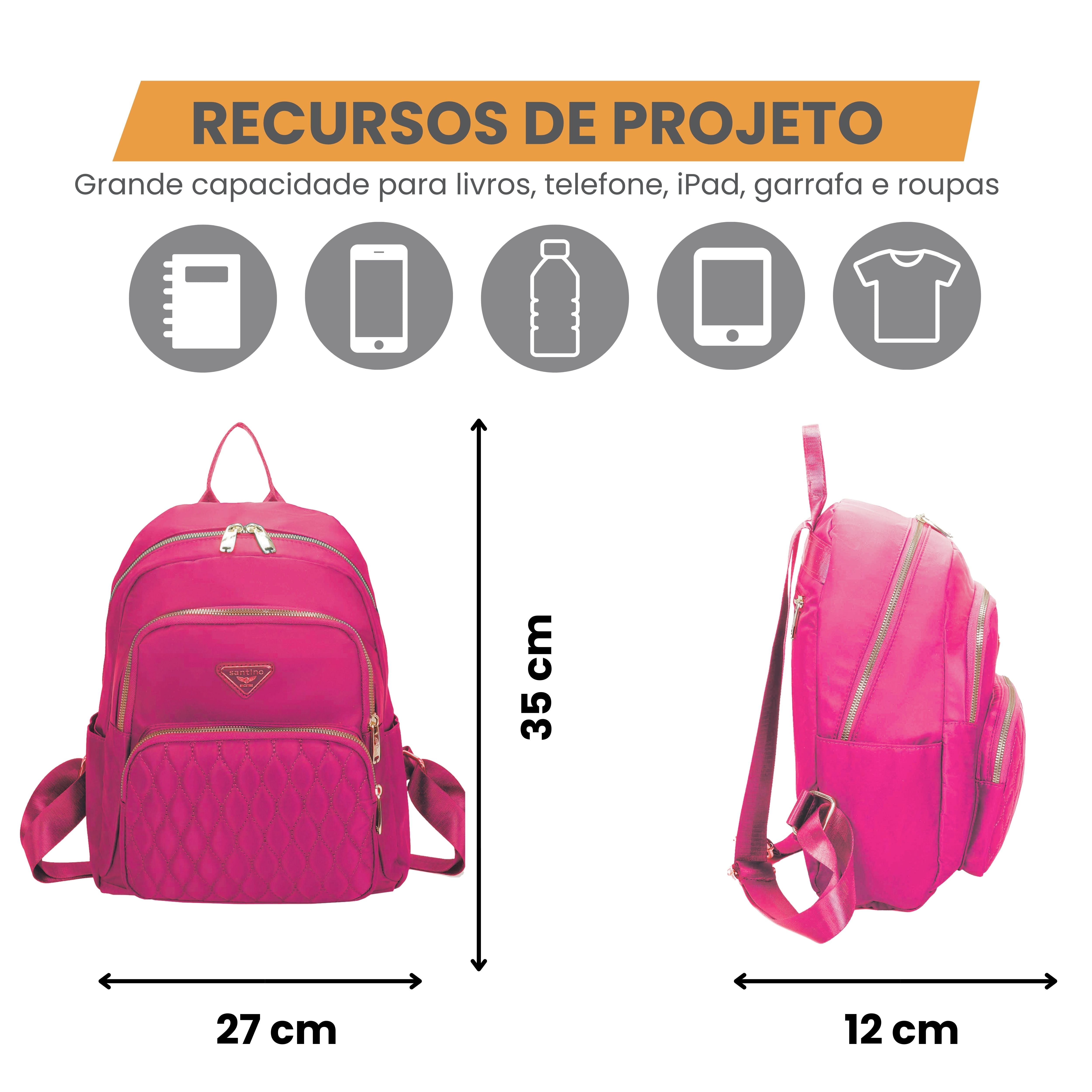 Amarílis Nylon Santino Pink Backpack Bag SAB412U47
