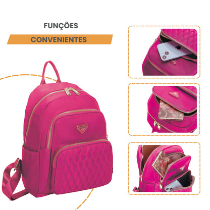 Amarílis Nylon Santino Pink Backpack Bag SAB412U47