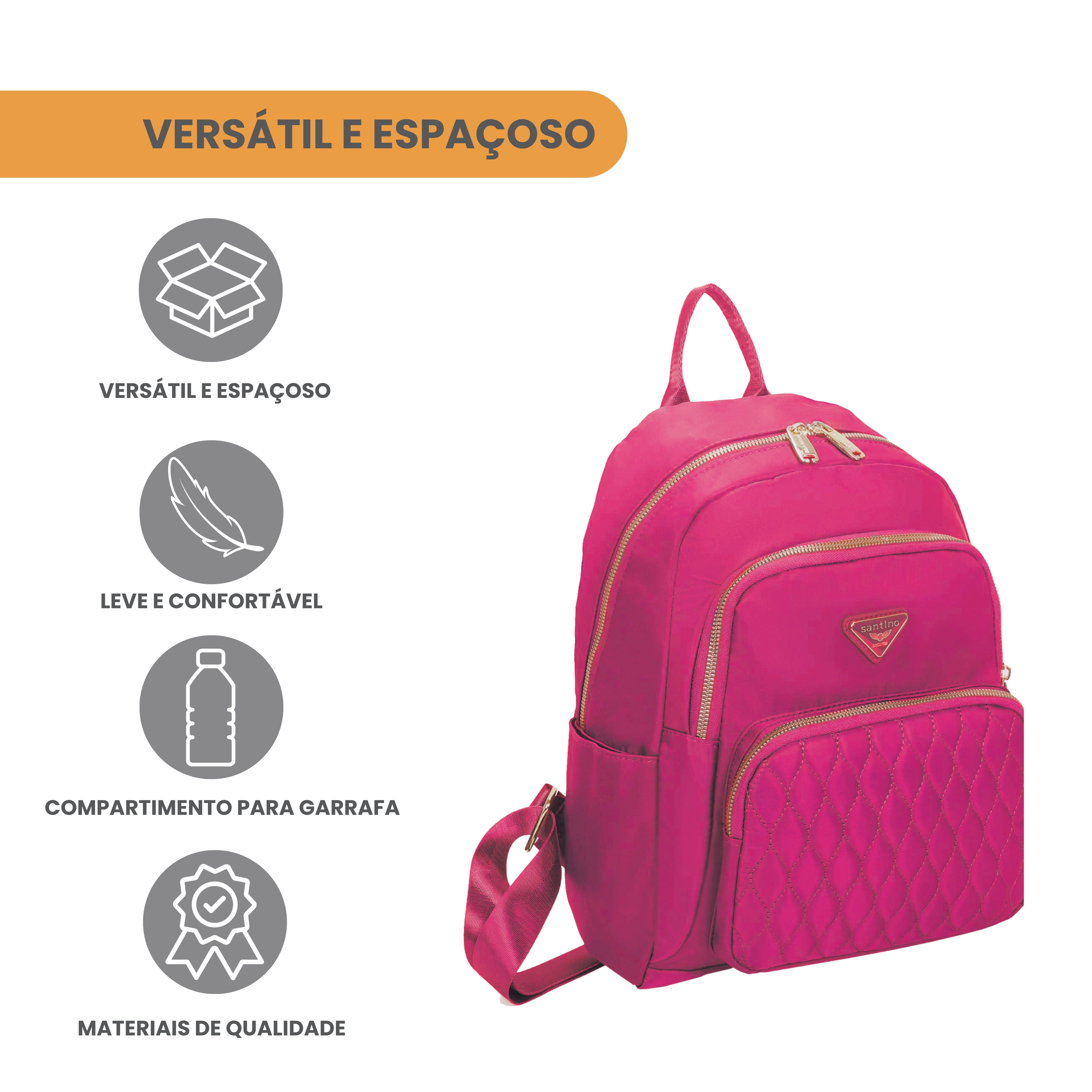 Amarílis Nylon Santino Pink Backpack Bag SAB412U47