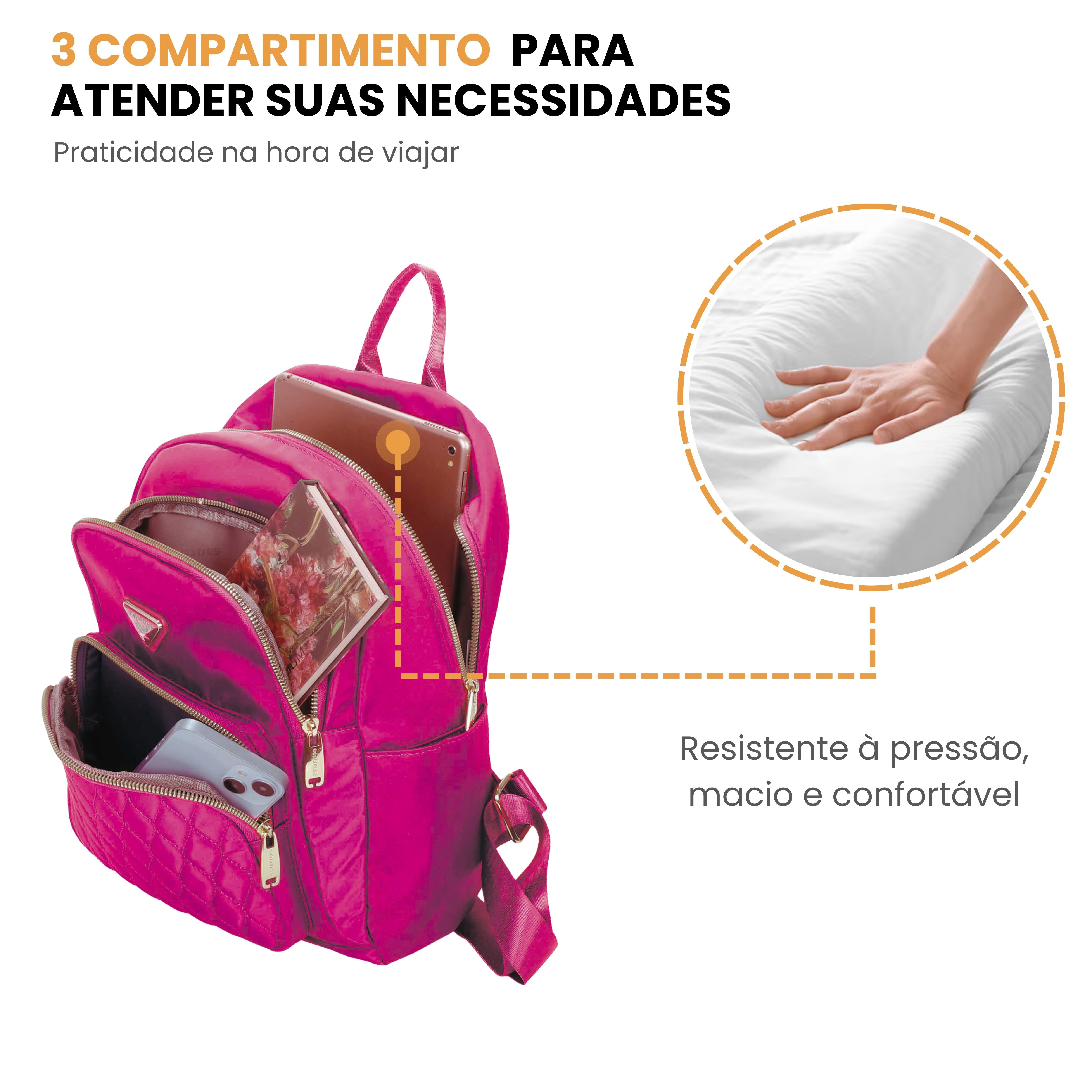 Amarílis Nylon Santino Pink Backpack Bag SAB412U47