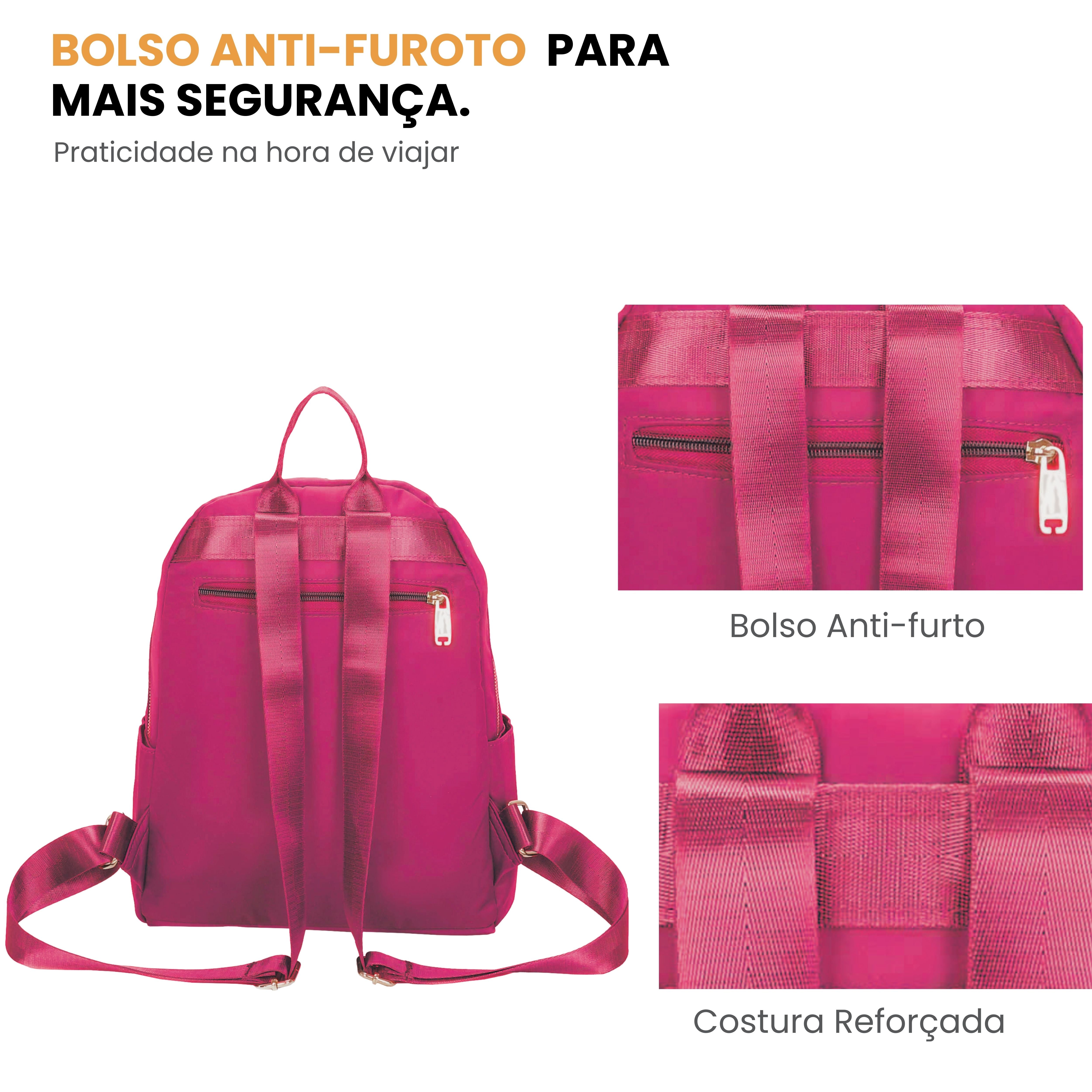 Amarílis Nylon Santino Pink Backpack Bag SAB412U47