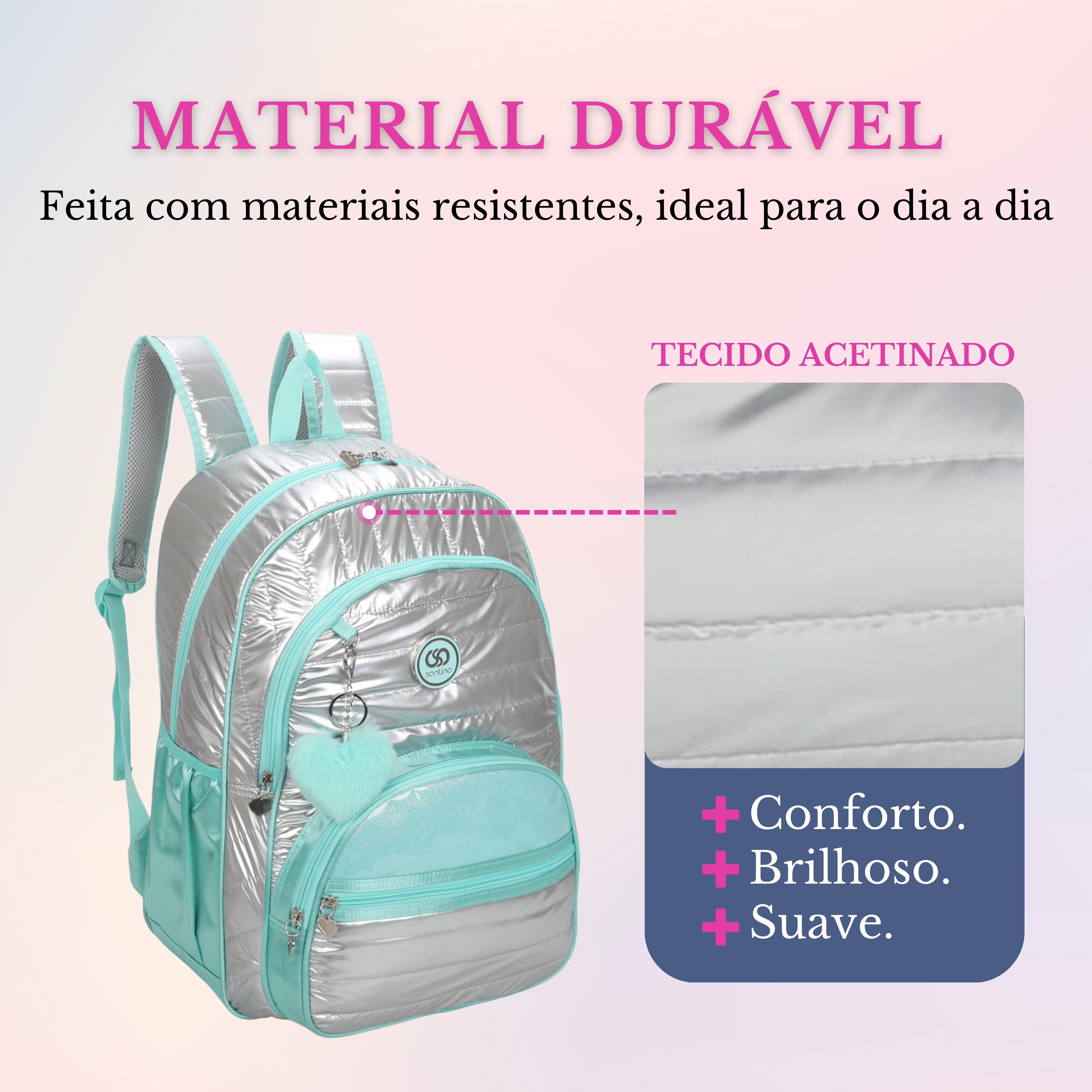 Sweet Girl Silver Wish Backpack by Santino Polyester SAM233U Turquoise blue