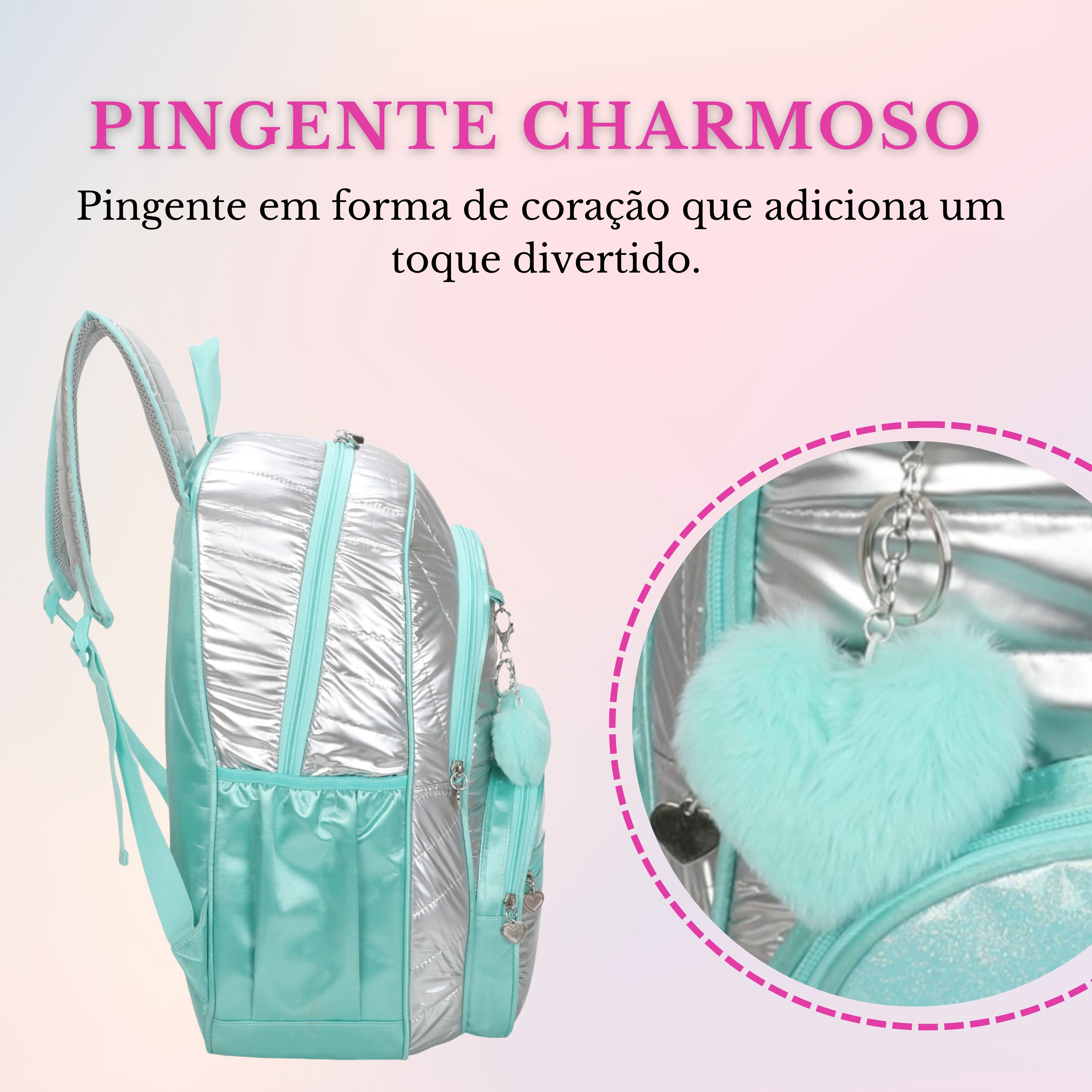Sweet Girl Silver Wish Backpack by Santino Polyester SAM233U Turquoise blue