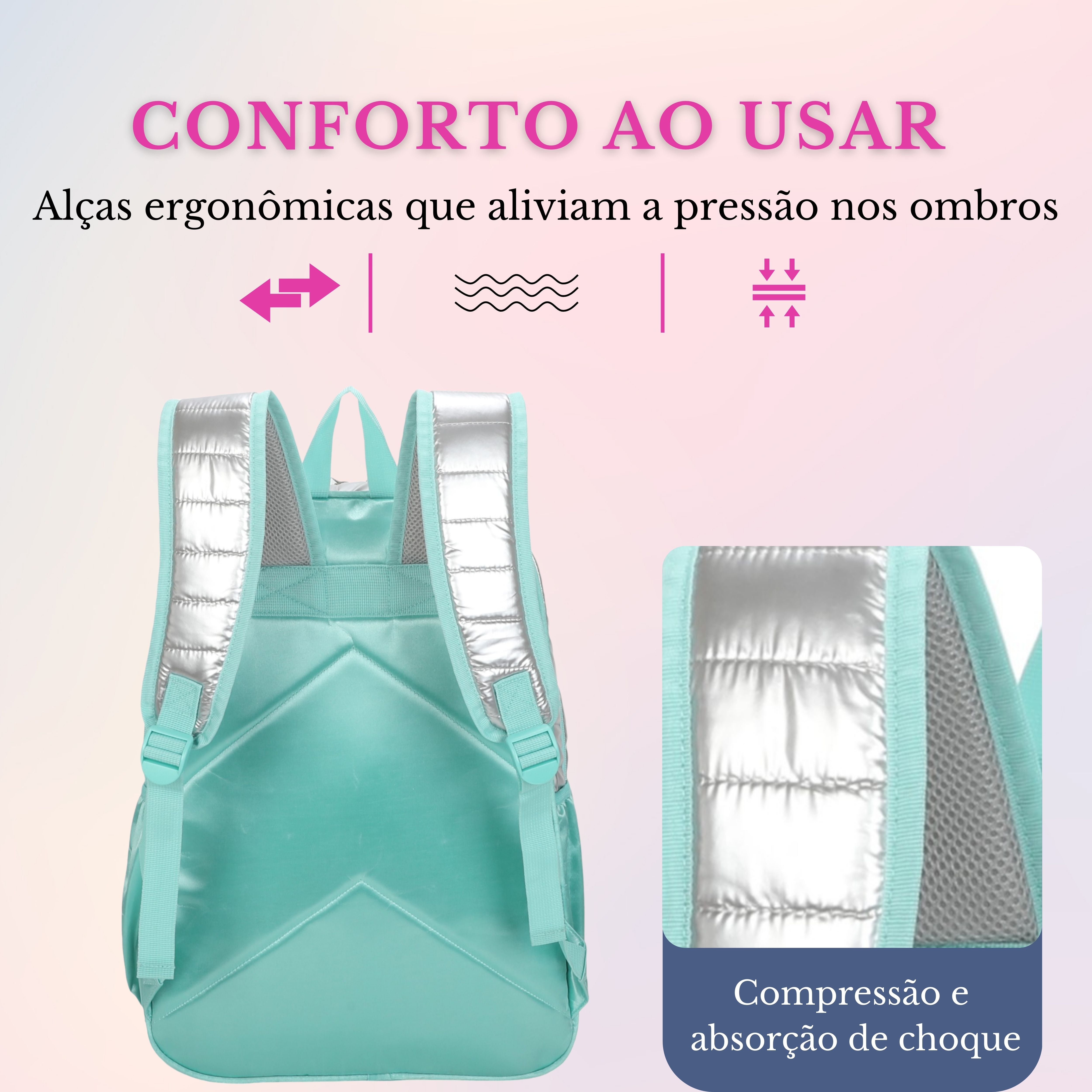 Sweet Girl Silver Wish Backpack by Santino Polyester SAM233U Turquoise blue