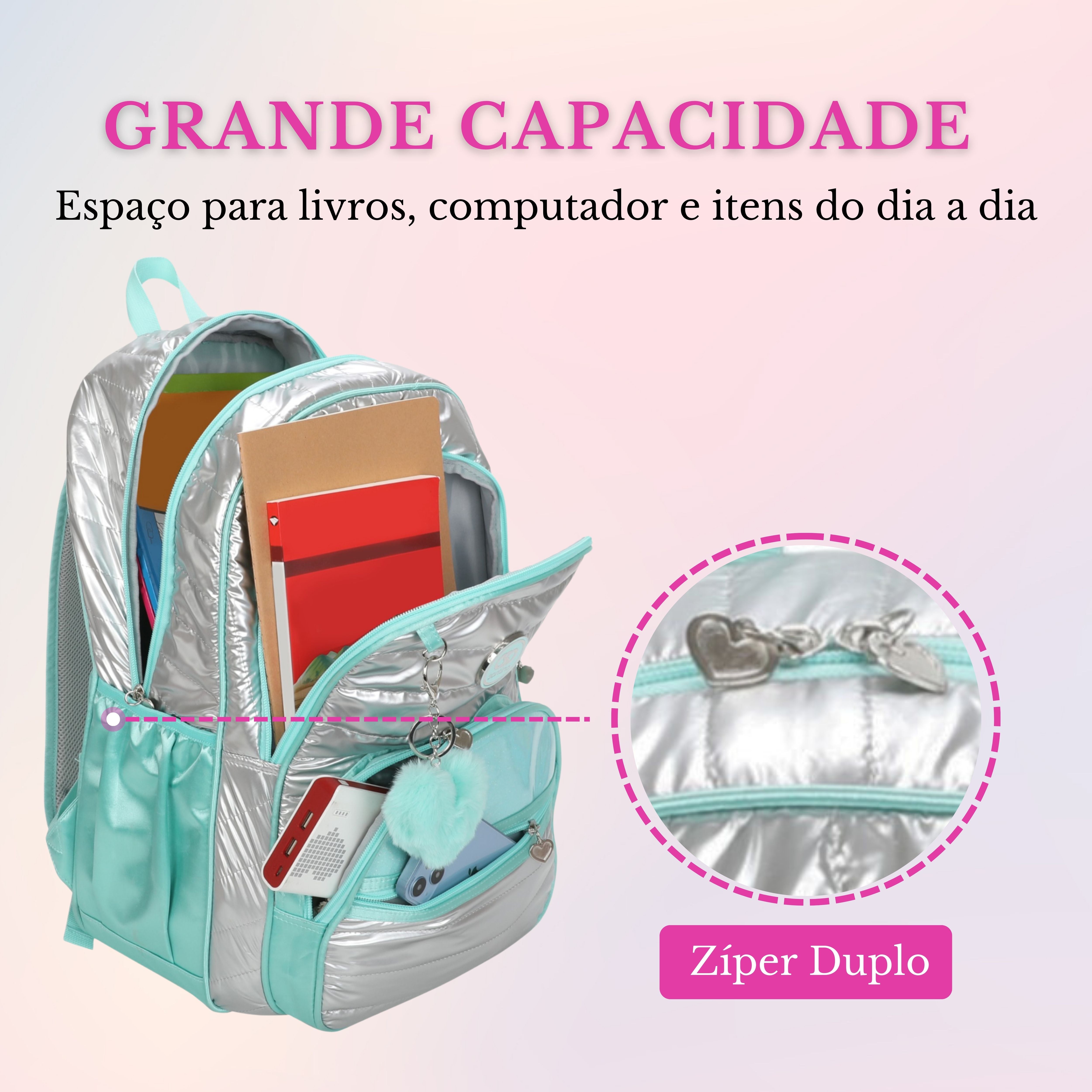 Sweet Girl Silver Wish Backpack by Santino Polyester SAM233U Turquoise blue