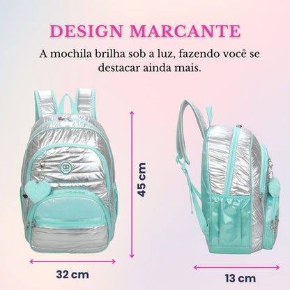 Sweet Girl Silver Wish Backpack by Santino Polyester SAM233U Turquoise blue
