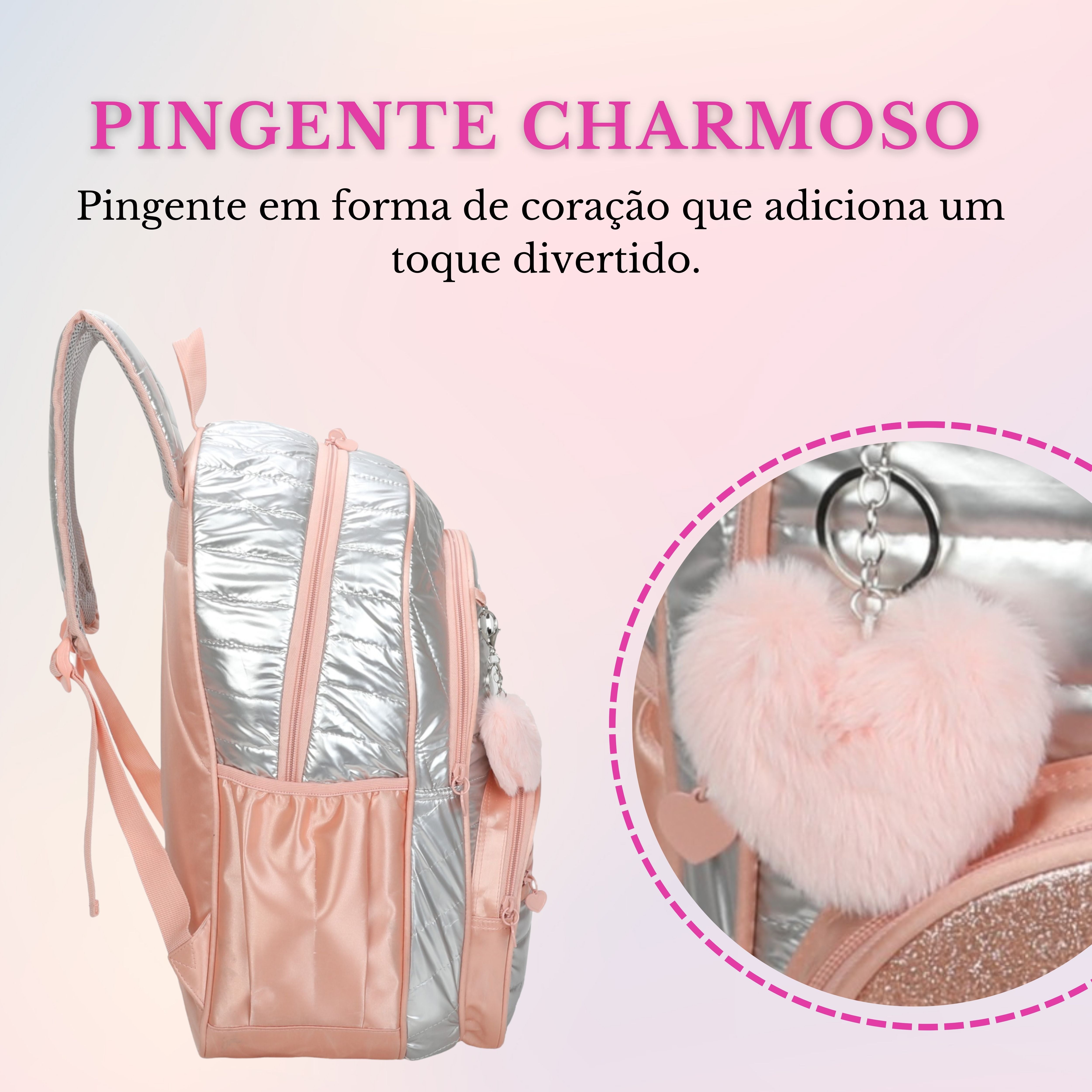 Sweet Girl Silver Wish Backpack by Santino Polyester SAM233U Light Pink