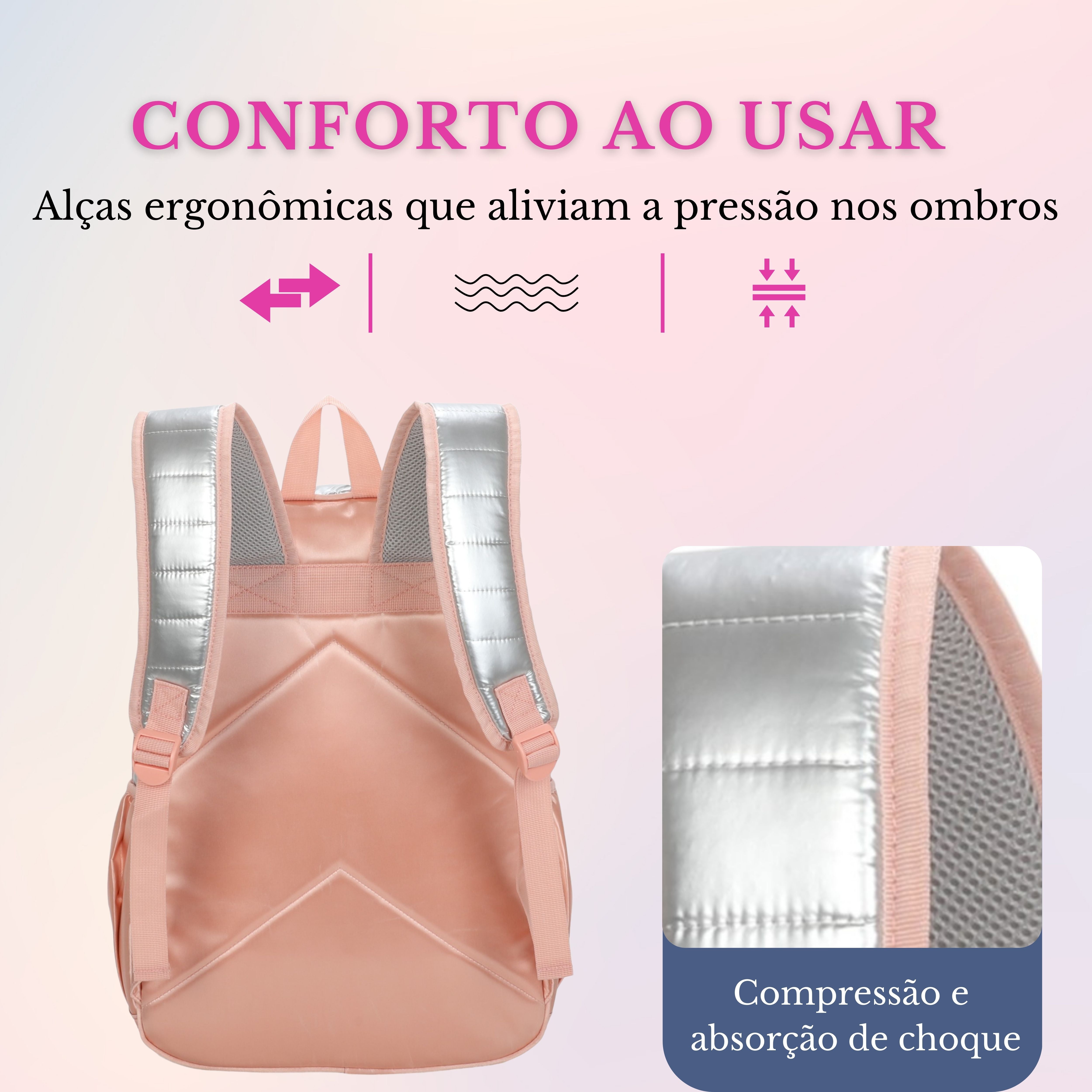 Sweet Girl Silver Wish Backpack by Santino Polyester SAM233U Light Pink
