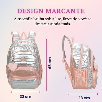 Sweet Girl Silver Wish Backpack by Santino Polyester SAM233U Light Pink