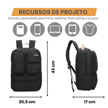 Pop Organizer by Santino Black Polyester Notebook Backpack