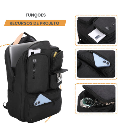 Pop Organizer by Santino Black Polyester Notebook Backpack