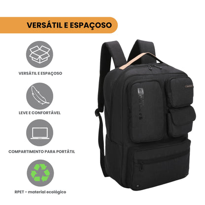 Pop Organizer by Santino Black Polyester Notebook Backpack