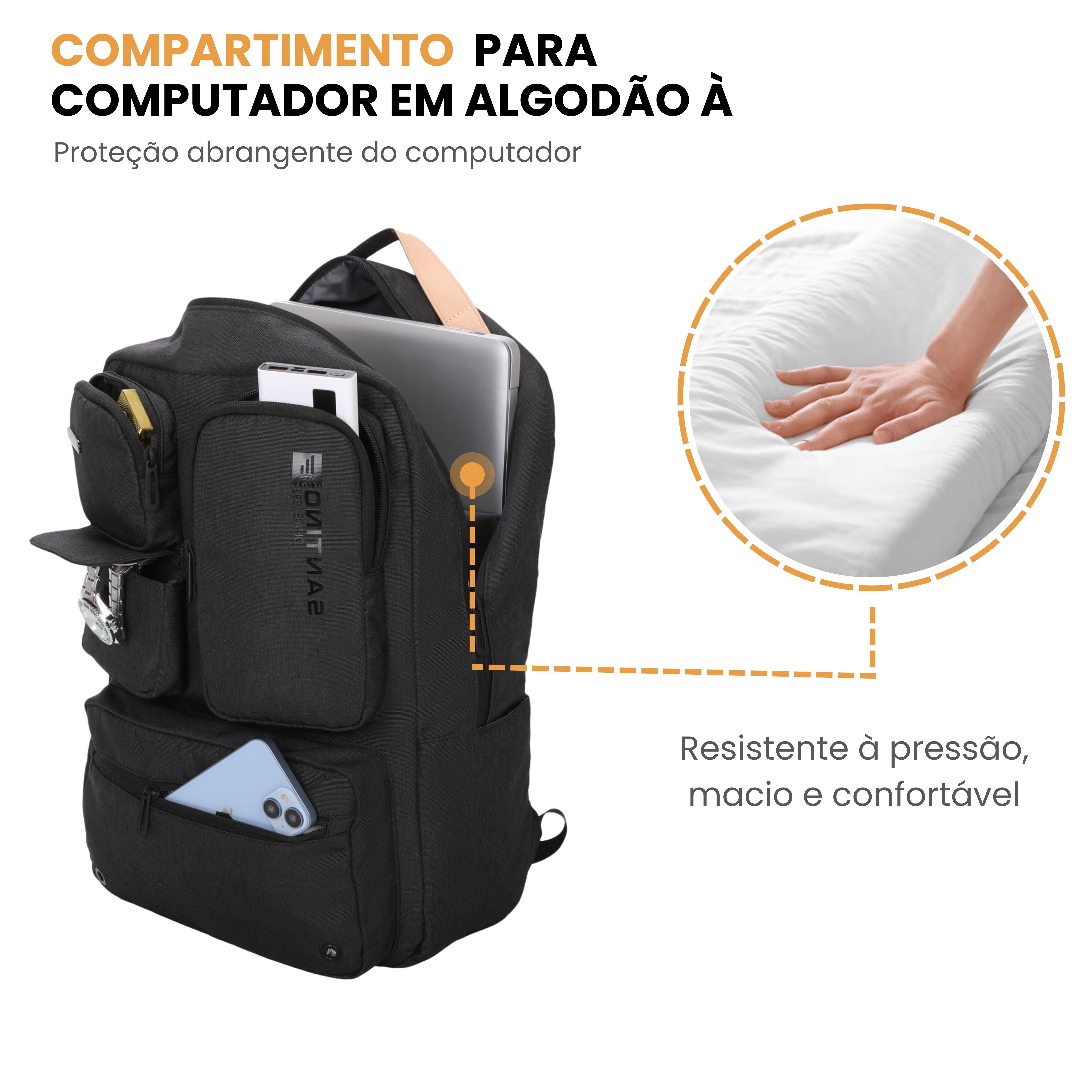 Pop Organizer by Santino Black Polyester Notebook Backpack